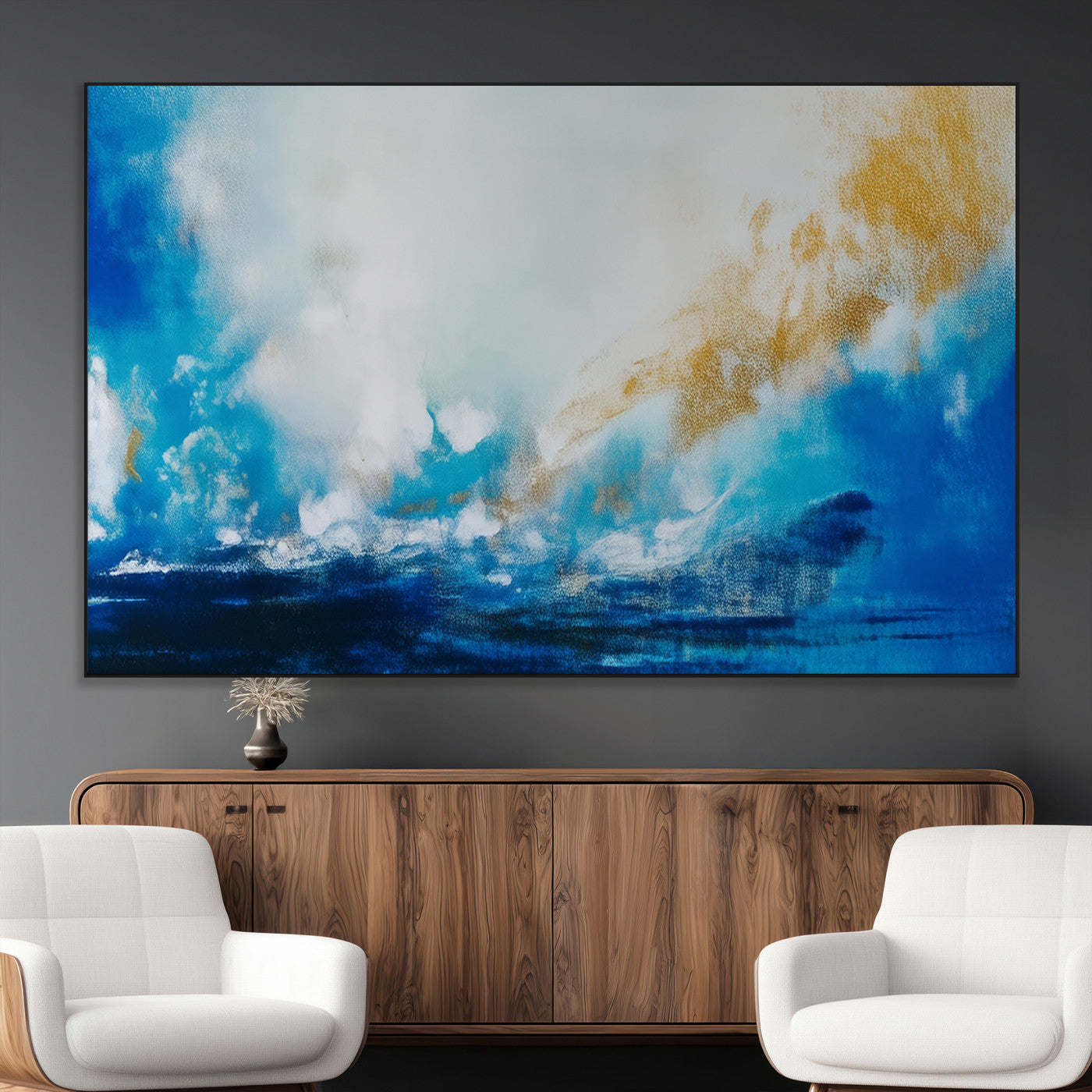 84745-MGV-CV-36X24-Blue Abstract Print - Dynamic Ocean-Inspired Canvas Wall Art