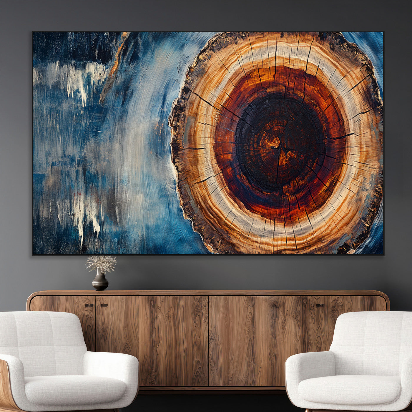 48045-MGV-CV-36X24-Abstract Tree Rings Wall Art Canvas Print - Wood Grain Rings Canvas Print - Nature Woodland Wall