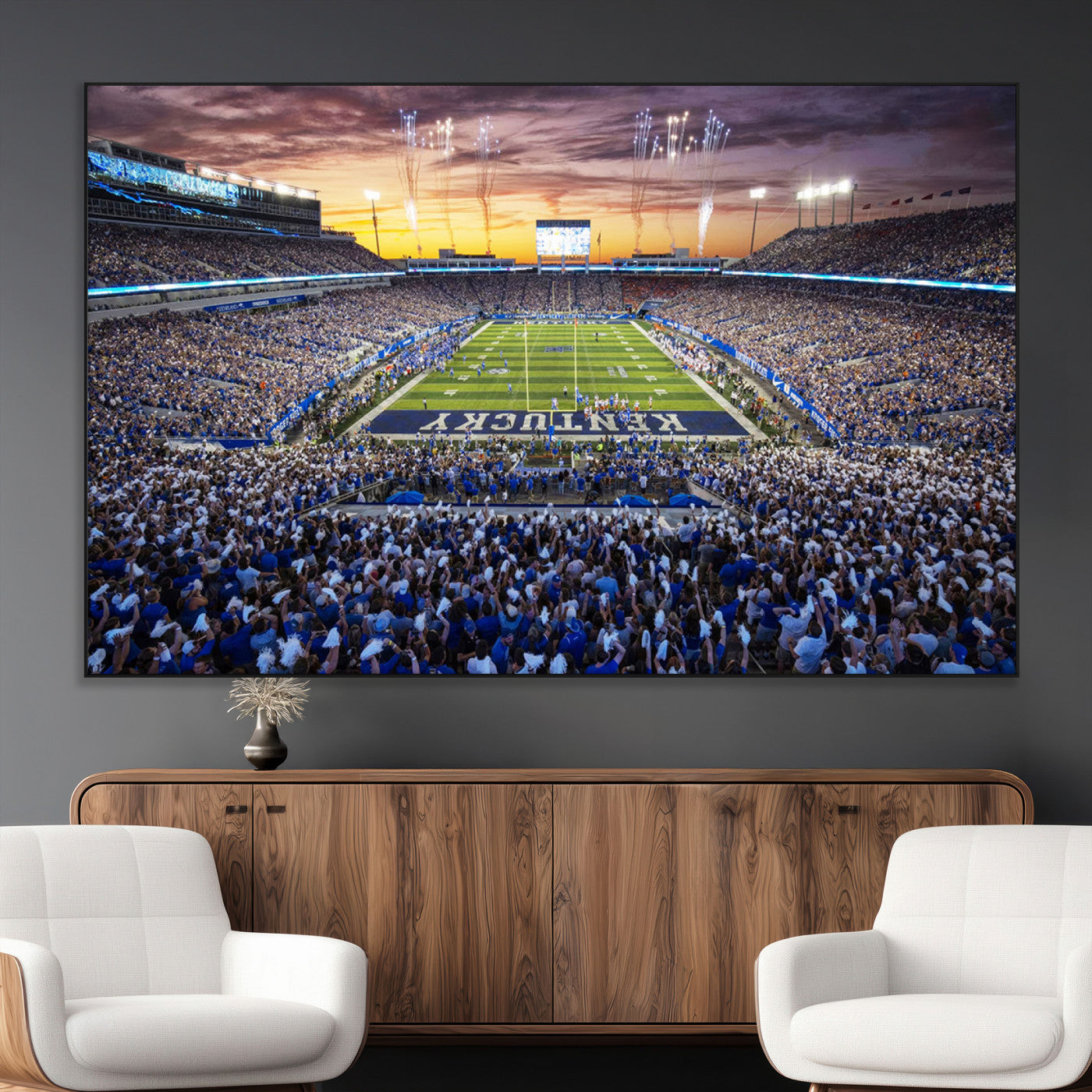 78524-MGV-CV-36X24-Kroger Field Wall Art Print - Kentucky Stadium Wall Art Print - Sunset Football Stadium Wall Decor -