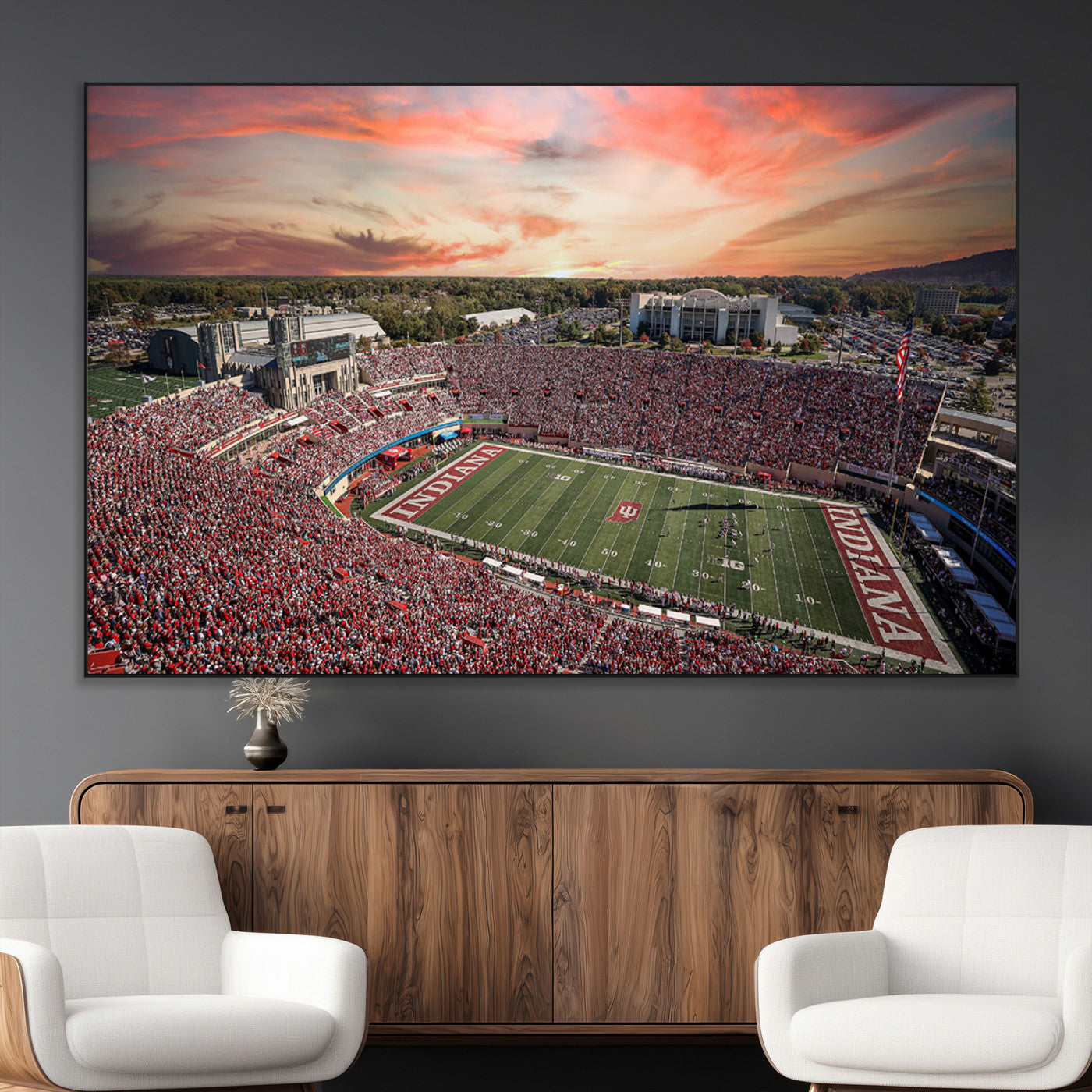 51135-MGV-CV-36X24-Indiana Memorial Stadium Wall Art Canvas Print, Framed Studium Canvas Art, Indiana Memorial Stadium