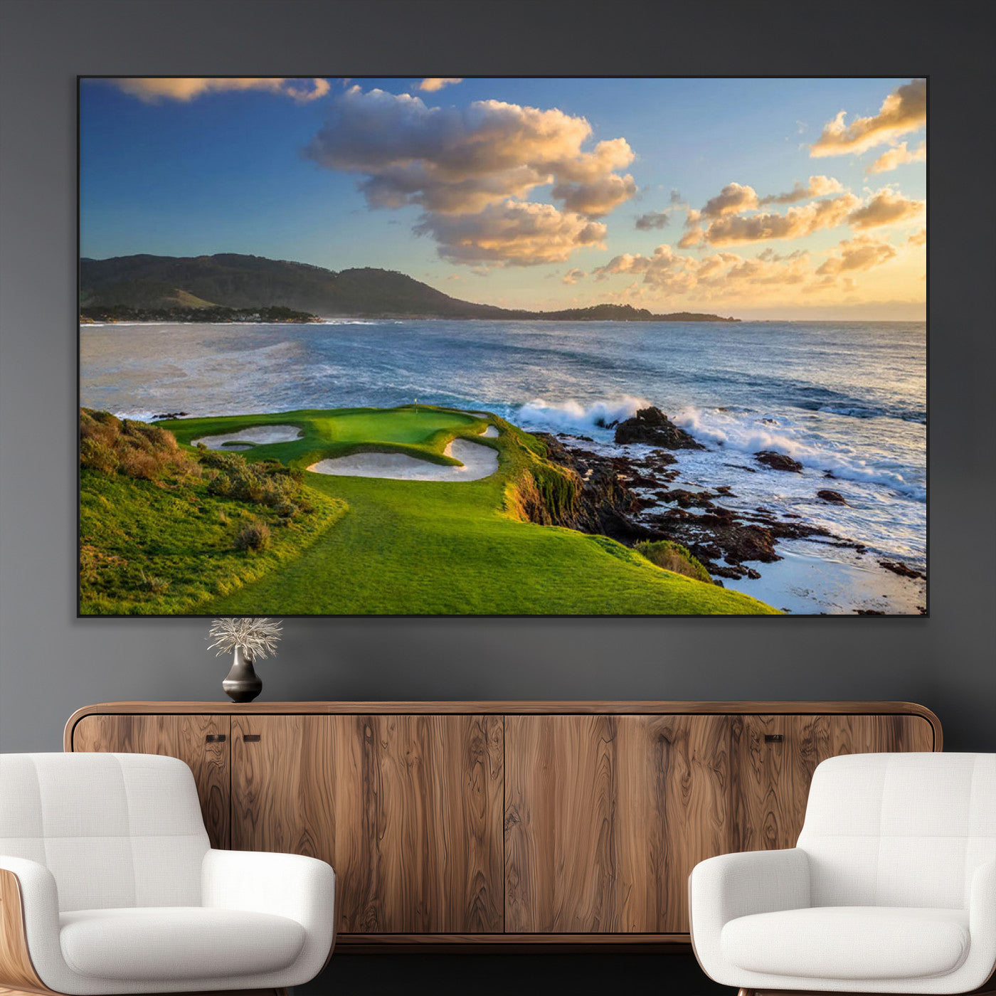 50107048-MGV-CV-36X24-Pebble Beach Golf Links Wall Art Canvas Print – Iconic Coastal Golf Course Artwork for Home, Office, Living Room