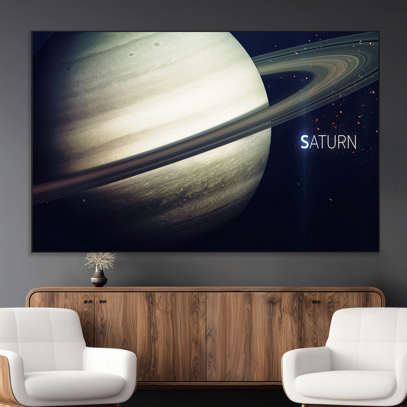 -Framed Saturn Wall Art Canvas Print