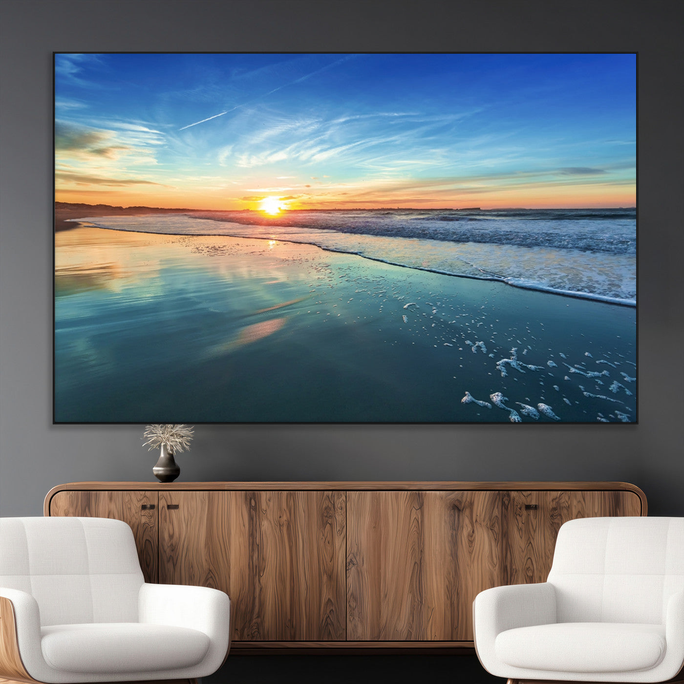 -Blue Sky and Beach Wall Art Canvas Print