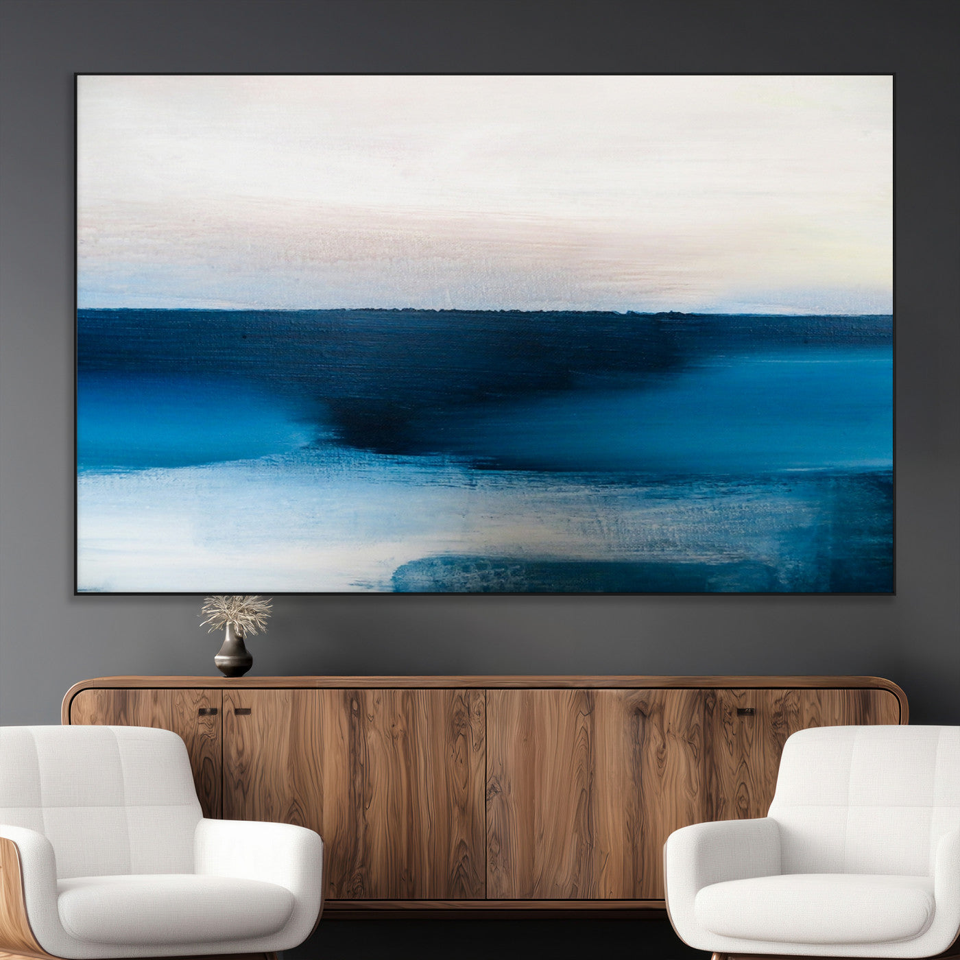 72452-MGV-CV-36X24-Dark Blue Abstract Wall Art Canvas Print