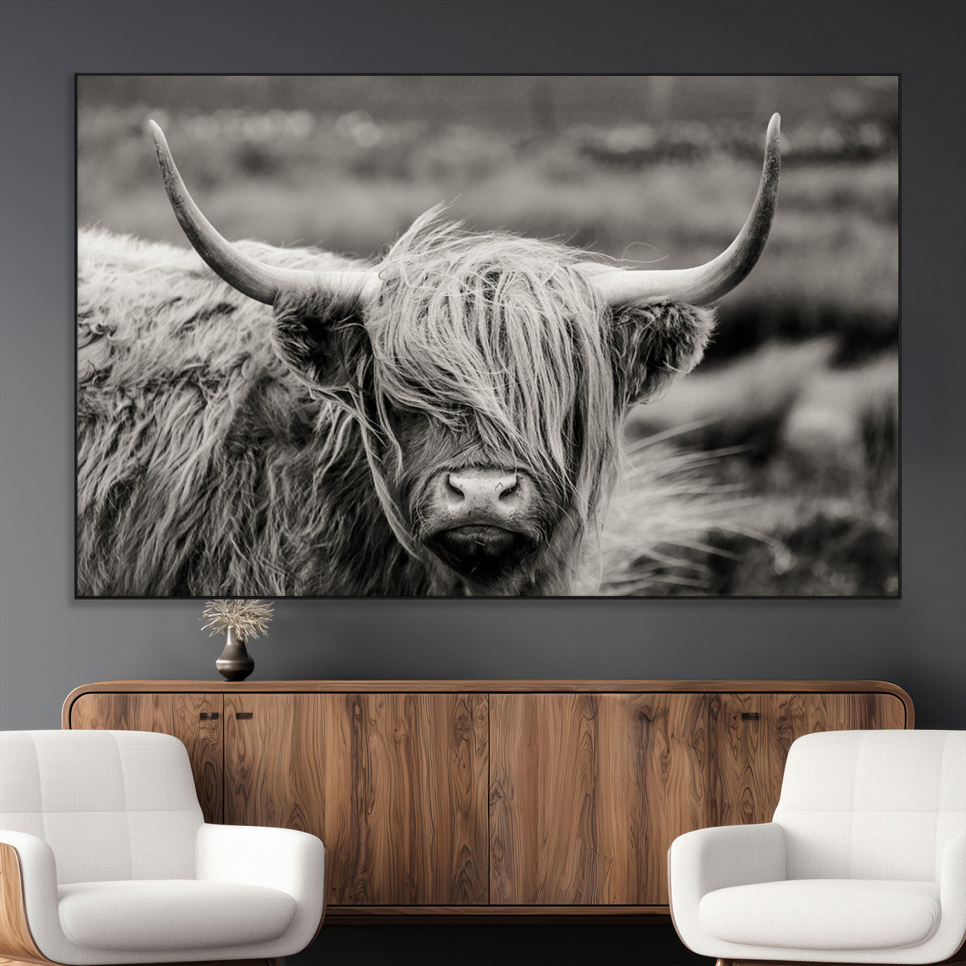 67365-MGV-CV-36X24-Cow Focus Canvas Wall Art Print