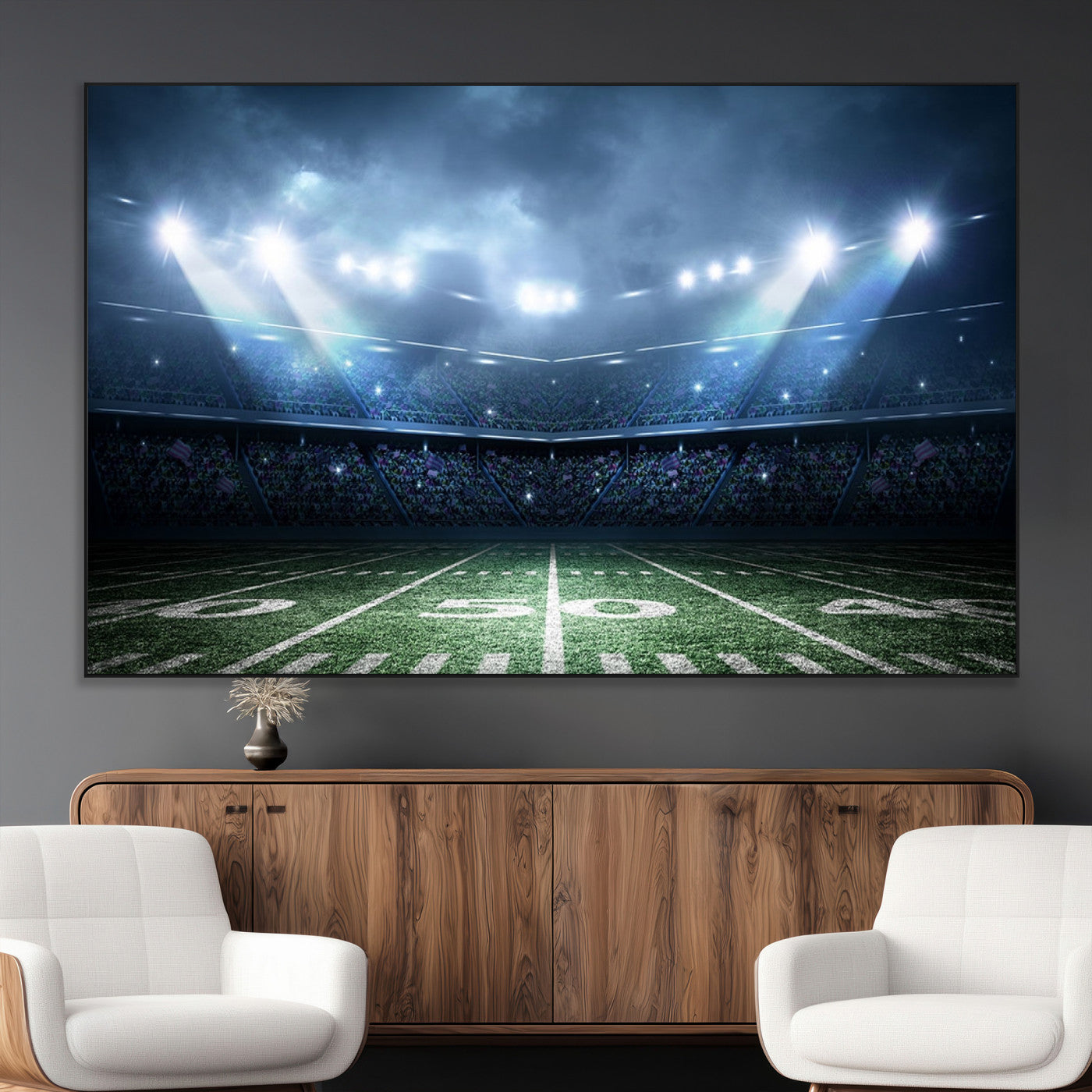 74741-MGV-CV-36X24-American Football Stadium Wall Art Canvas, American Football Stadium Canvas Print