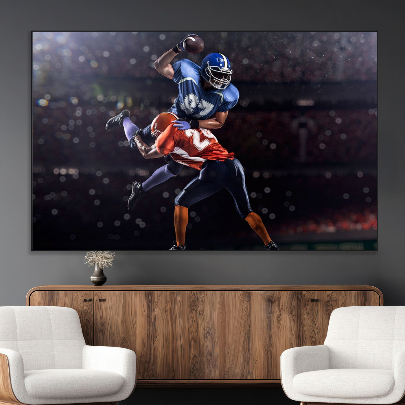 76491-MGV-CV-36X24-American Football Wall Art Canvas Print, Stadium Sport Wall Art Print