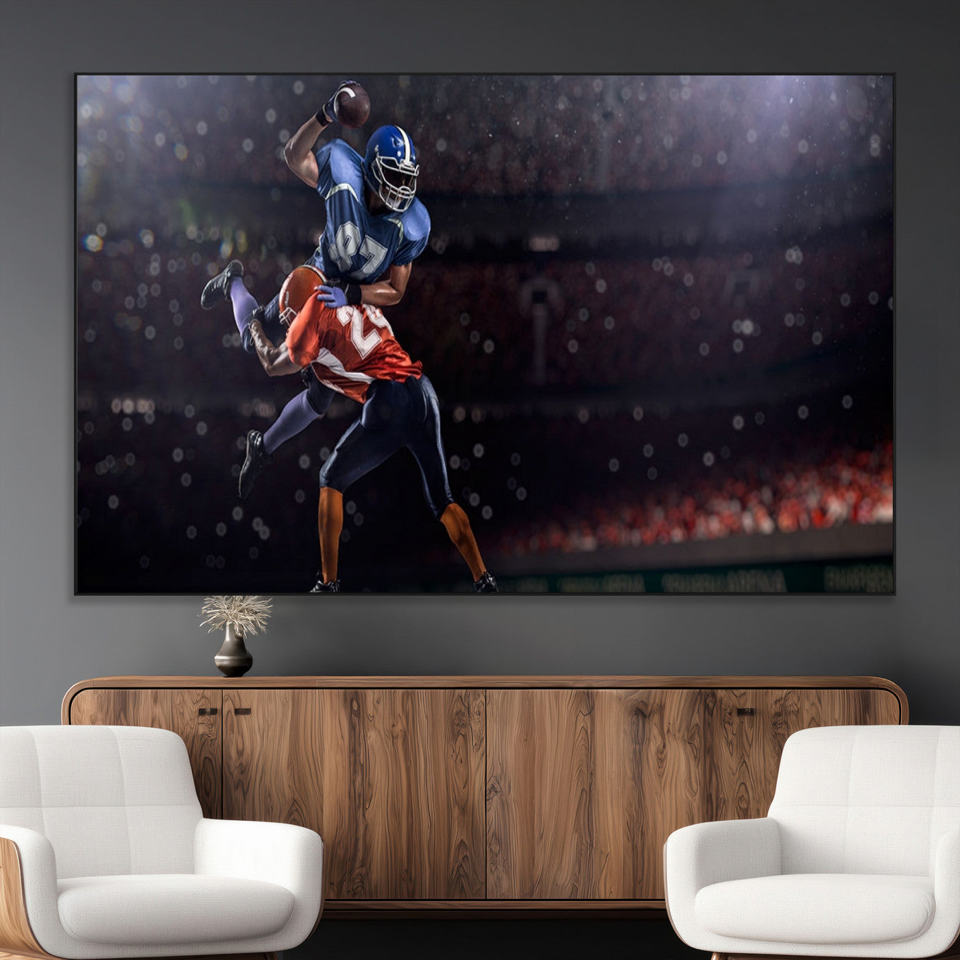 68009-MGV-CV-36X24-American Football Wall Art Canvas Print, Stadium Sport Wall Art Print