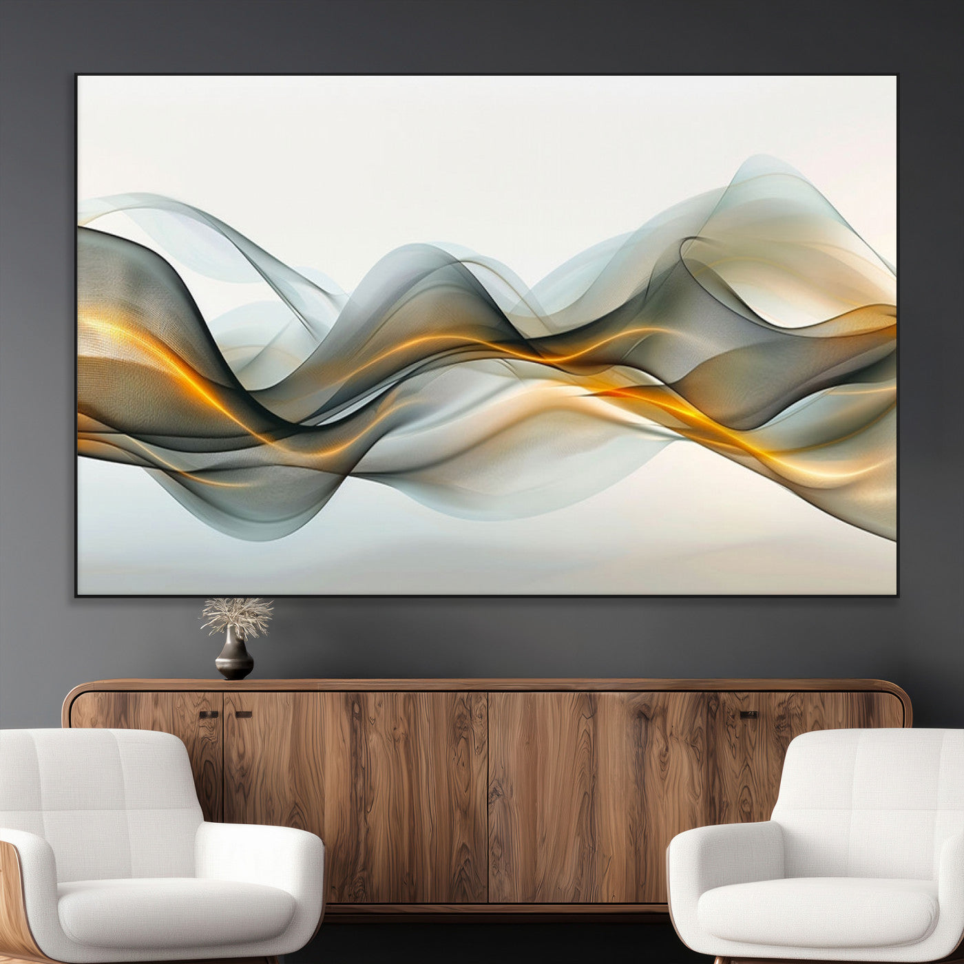 ES1001-MGV-CV-36X24-Abstract Wave Canvas Wall Art – Fluid Contemporary Elegance in Motion – Ready to Hang