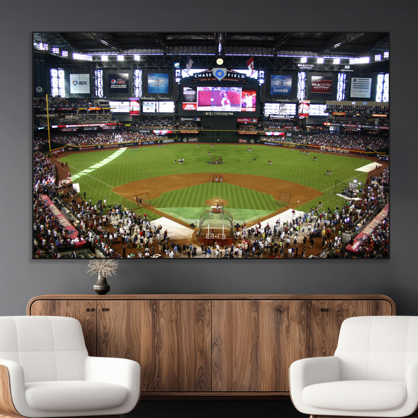91630-MGV-CV-36X24-Arizona Diamondbacks Baseball Team Print - Phoenix Chase Field Baseball Stadium Wall Art Canvas