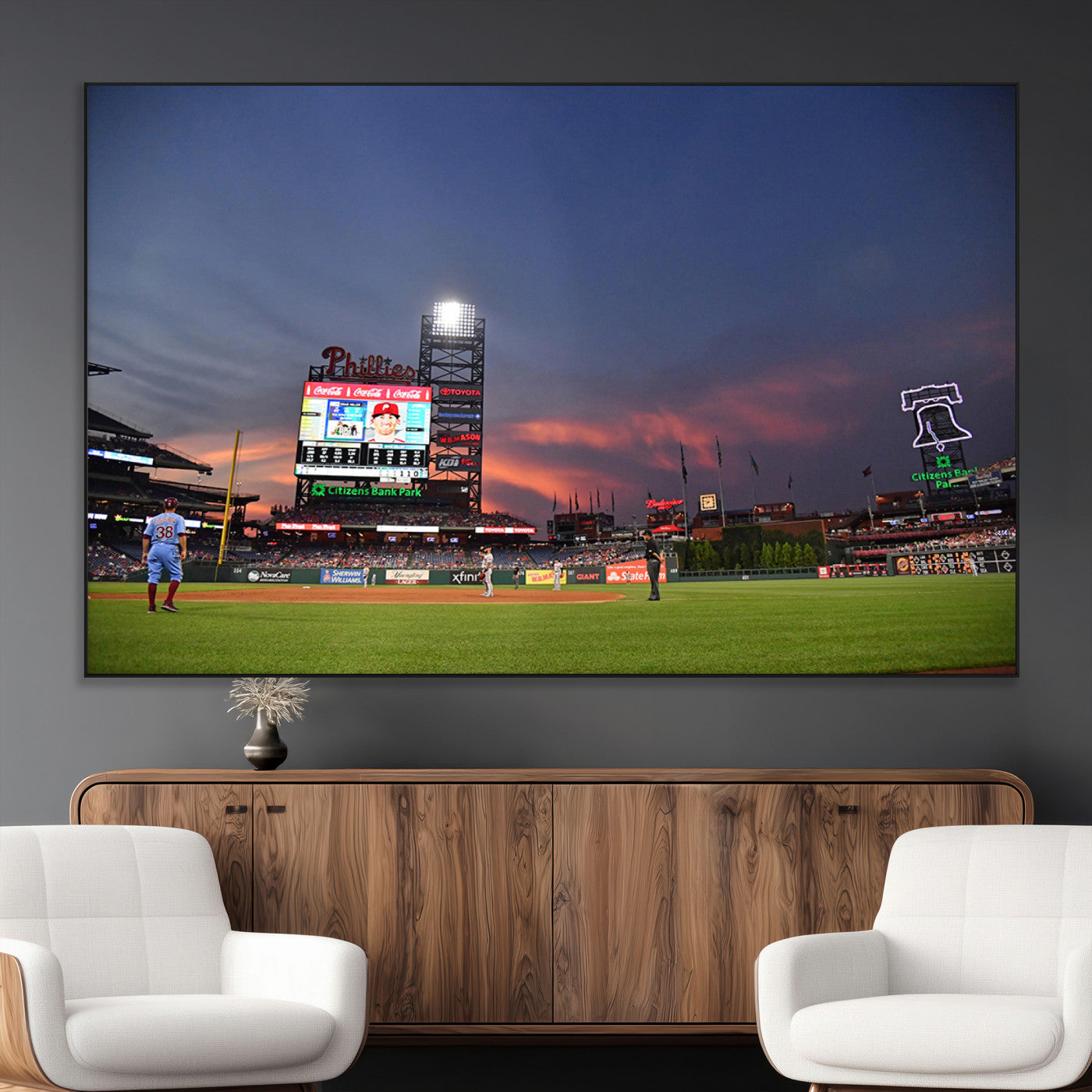 22594-MGV-CV-36X24-Philadelphia Phillies Baseball Print - Philadelphia Citizens Bank Park Stadium Wall Art, Phillies