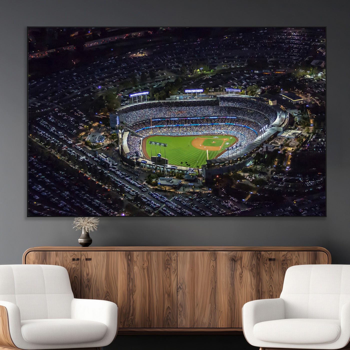 20932-MGV-CV-36X24-Los Angeles Dodgers Dodger Stadium Wall Art Canvas Print - MLB Baseball Stadium