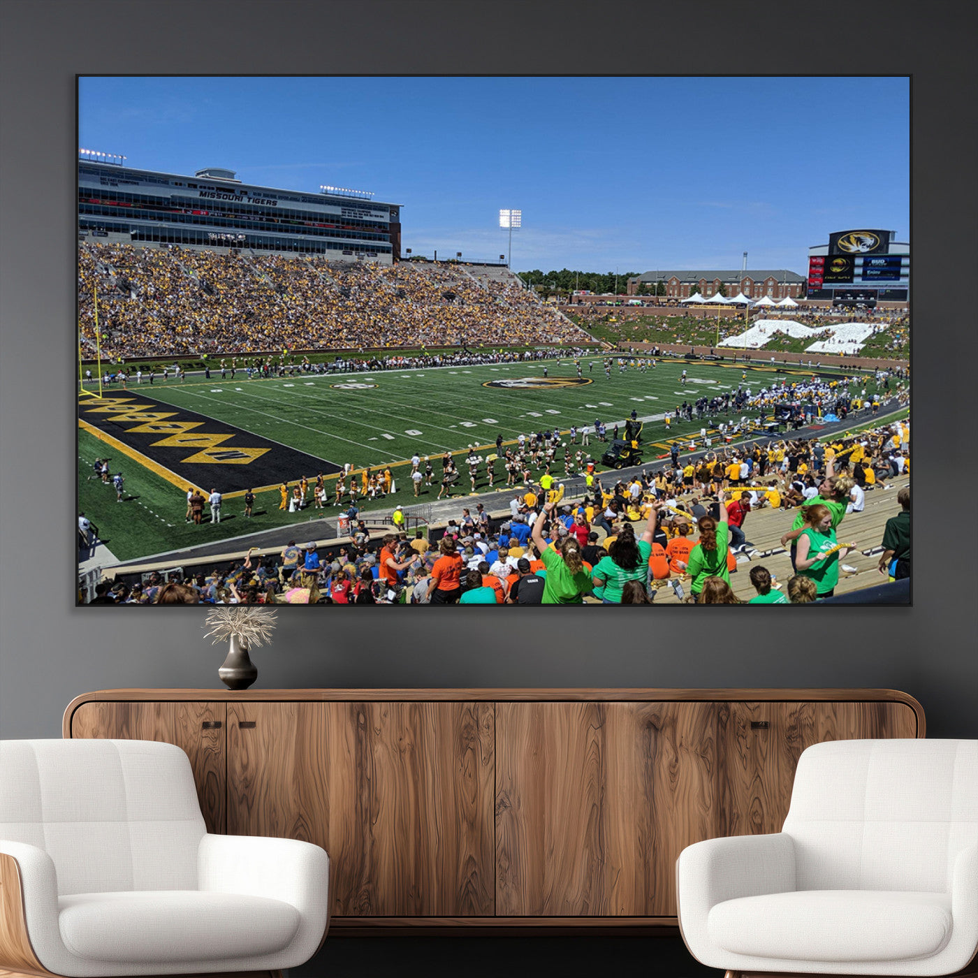 38399-MGV-CV-36X24-University of Missouri Tigers Football Team Print - Columbia Faurot Field Memorial Stadium Wall Art