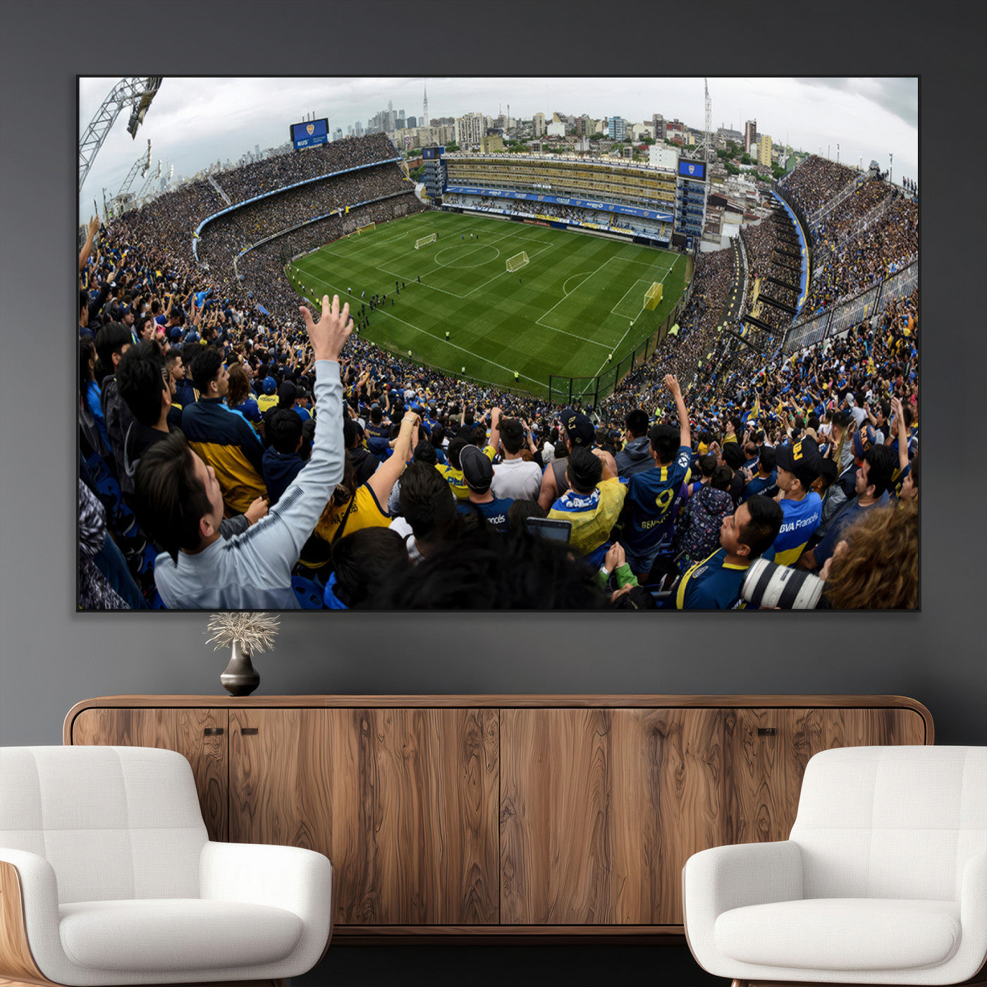 23173-MGV-CV-36X24-Boca Juniors Soccer Team Print - Buenos Aires Bombonera Stadium Wall Art Canvas Print