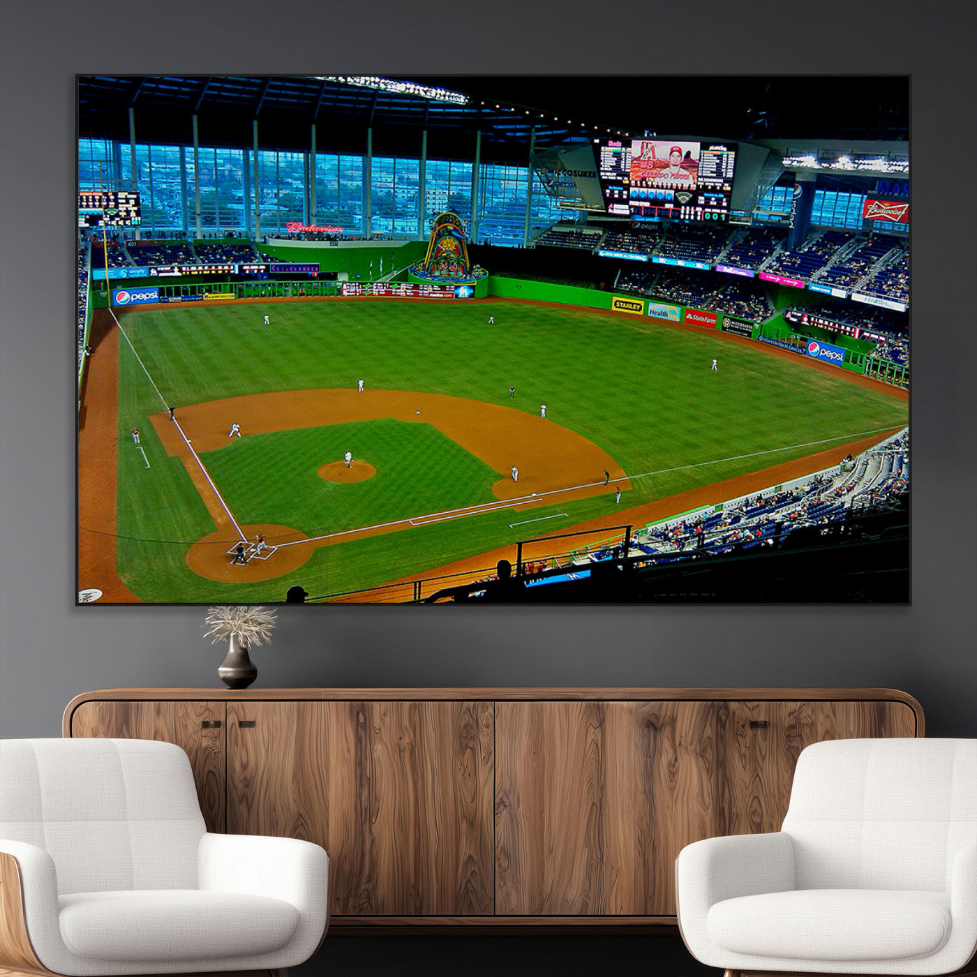 51207-SEG-FC-51X34_Oversize_Oversize-Miami Marlins Baseball Team Print - Miami LoanDepot Park Stadium Wall Art Canvas Print