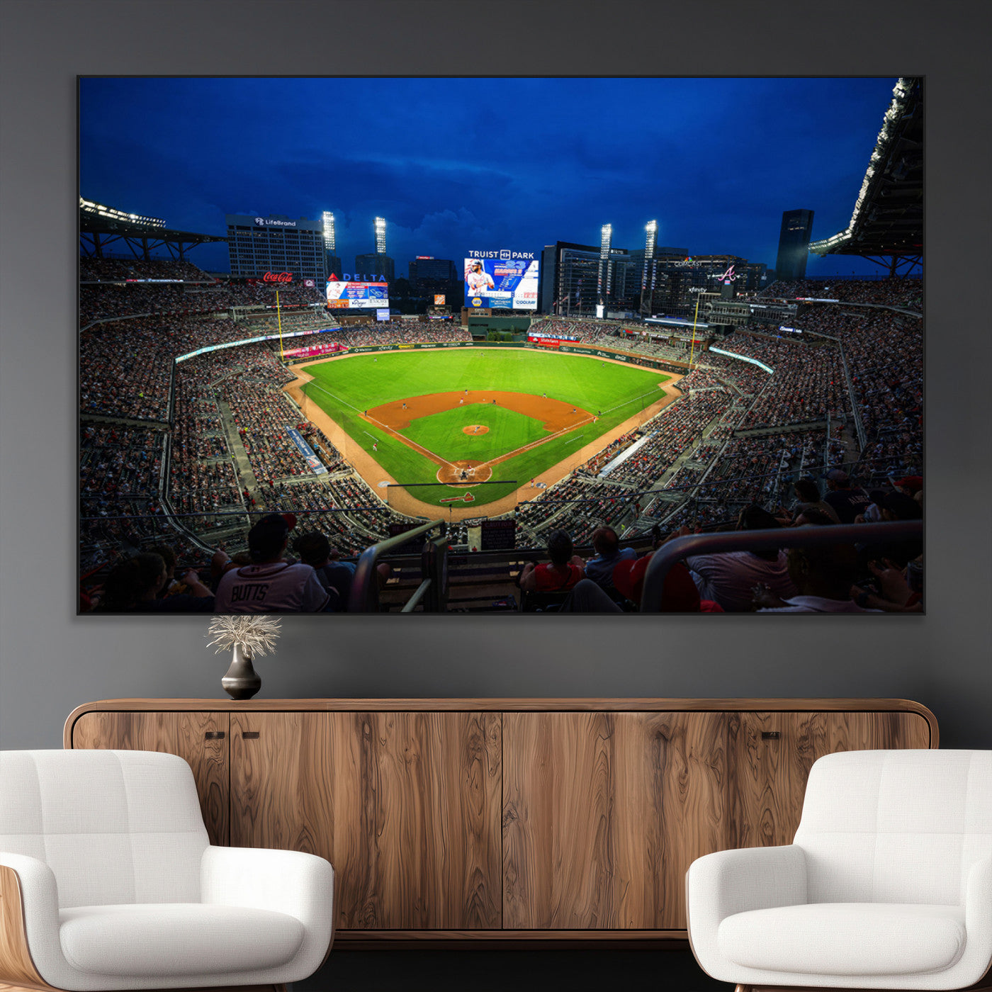 88590-MGV-CV-36X24-Truist Park Night Game Canvas Art - Atlanta Braves Stadium Wall Art Canvas