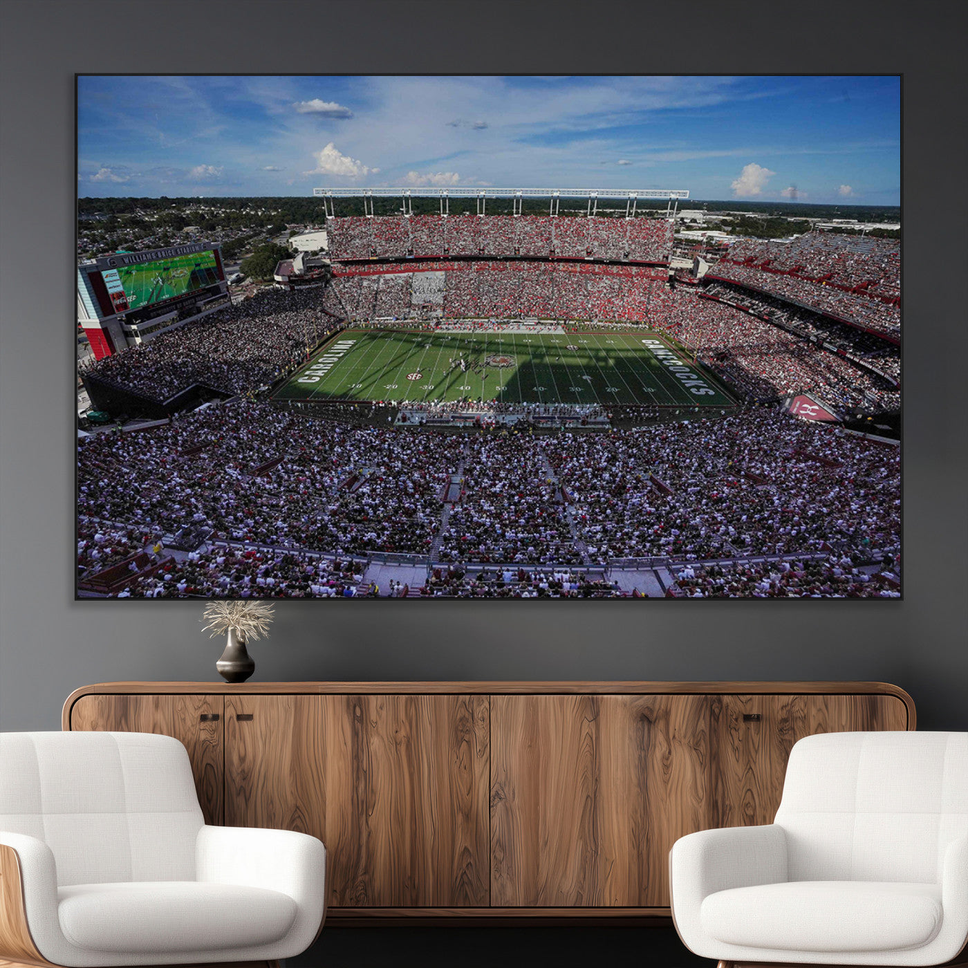 83382-MGV-CV-36X24-South Carolina Gamecocks Football Team Print - Columbia Williams-Brice Stadium Wall Art Canvas Print