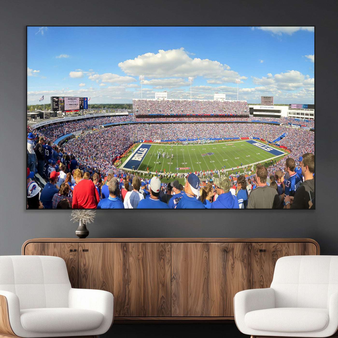 35302-MGV-CV-36X24-Buffalo Bills NFL Football Team Print - Buffalo Highmark Stadium Wall Art Canvas Print