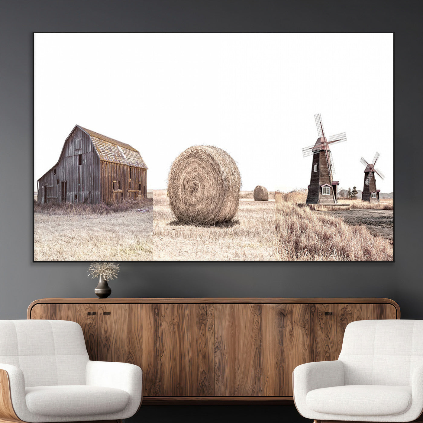 94971-MGV-CV-36X24-Farm Prints Set, Set of 3 Farmhouse Wall Art, Country House Decor, Barn Print, Wheat Print,