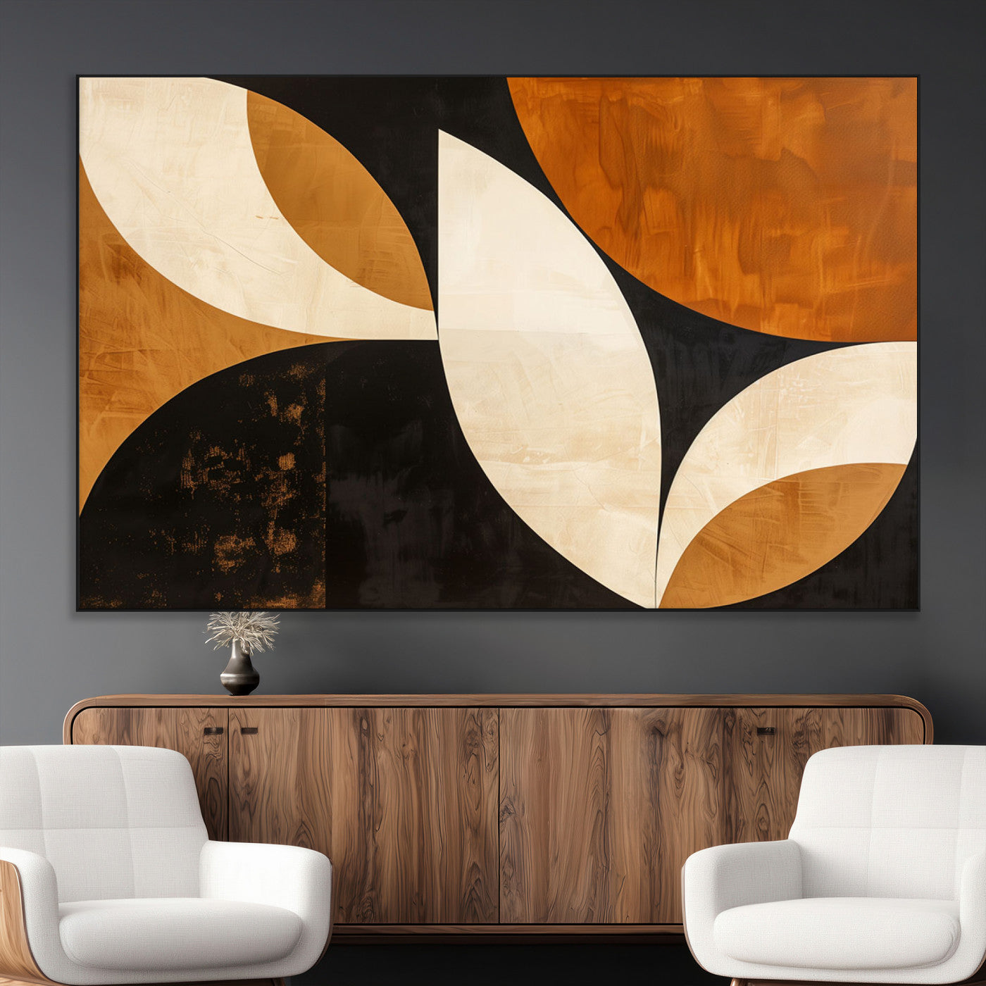 21251-MGV-CV-36X24-Geometric Abstract Wall Art Canvas Print, Mid Century Modern Wall Art Print
