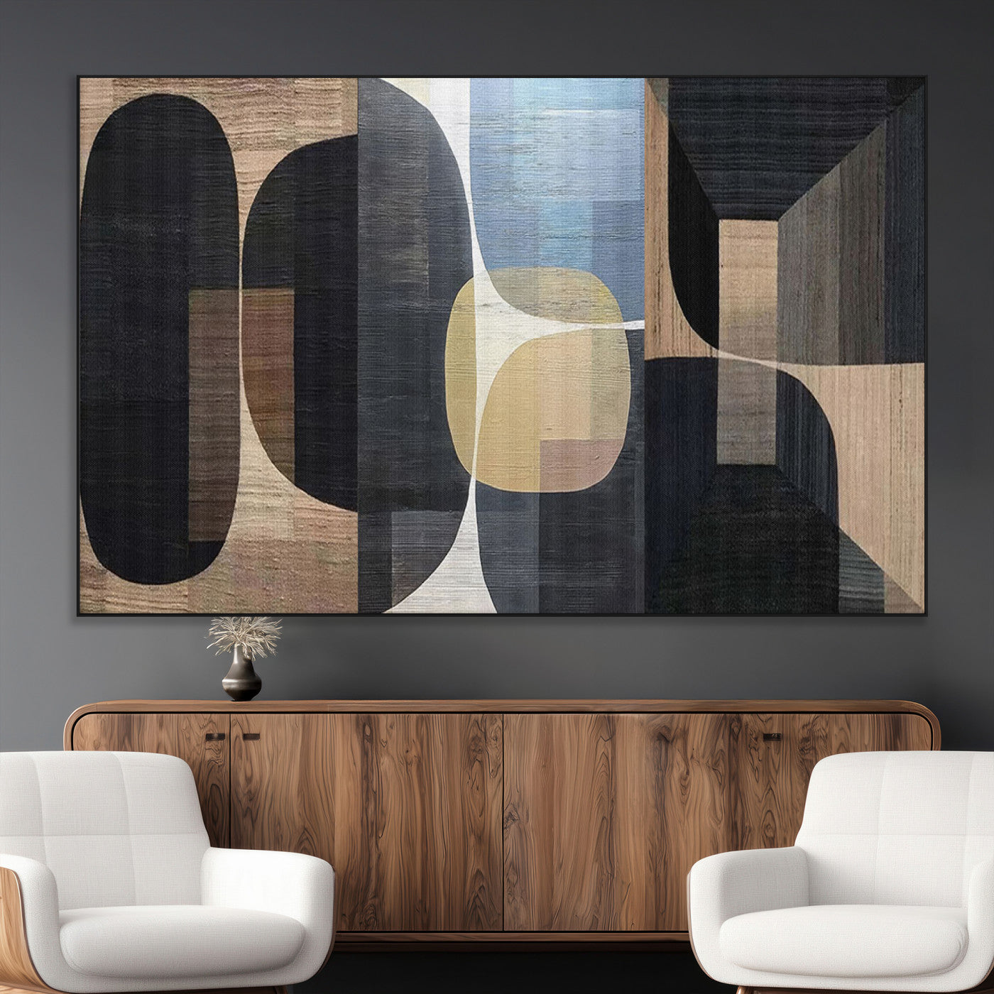 75252-MGV-CV-36X24-Minimalist Wabi Sabi Abstract Geometric Wall Art Canvas Print – Modern Minimalist Shapes – Ready to