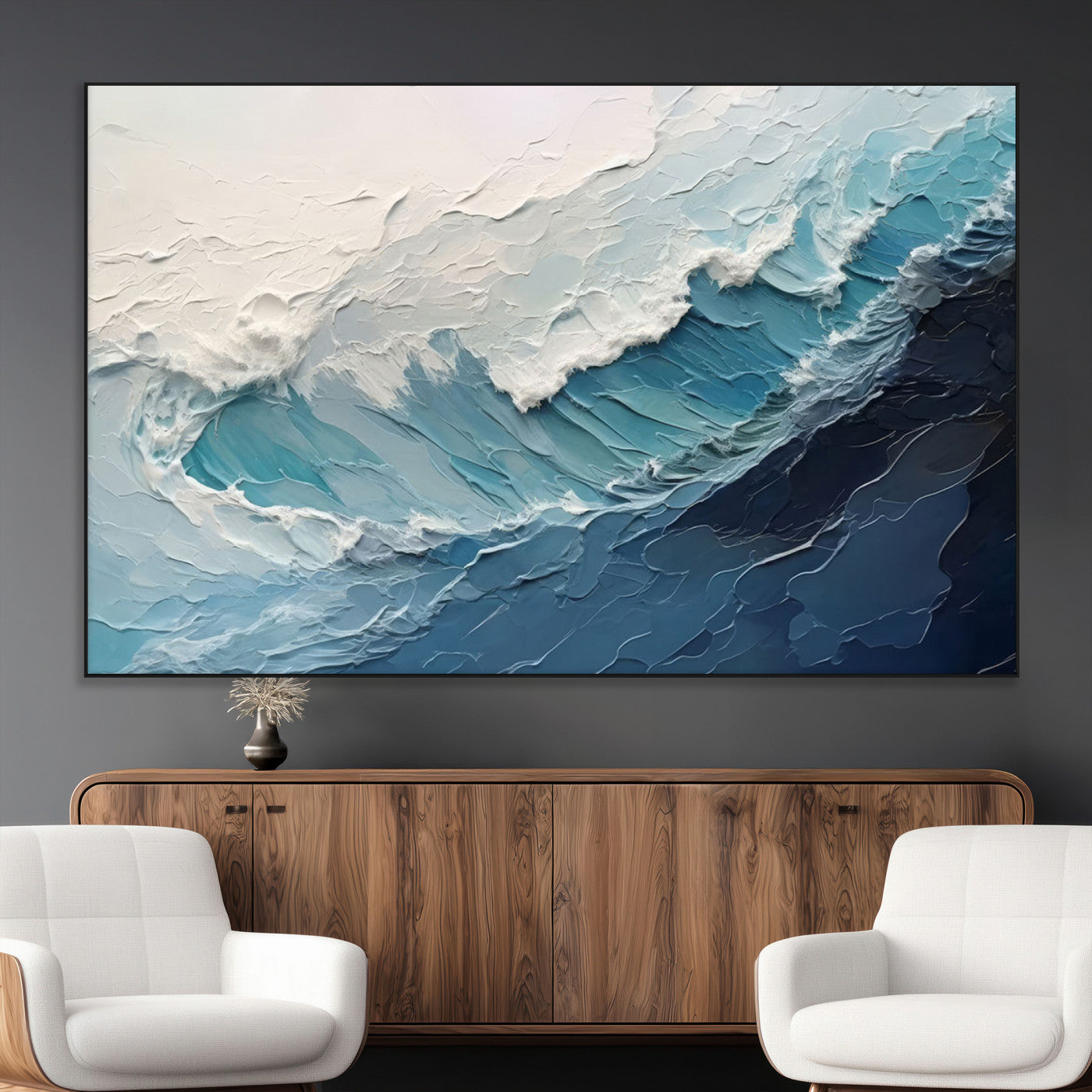 23887-MGV-CV-36X24-Ocean Wave Canvas Wall Art Print – Coastal Living Room Large Ocean Wave Seascape Wall Art for Home, Office, Living Room