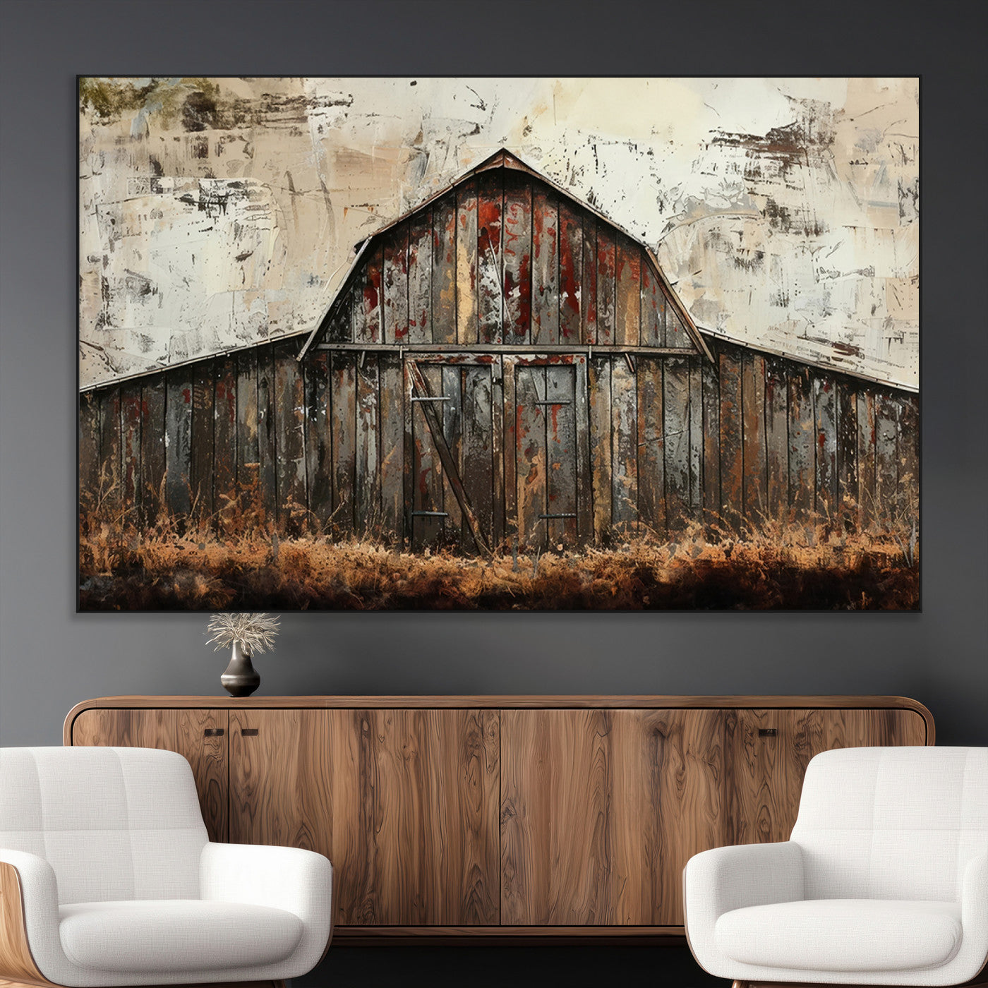 -Rustic Barn Wall Art | Farmhouse Wall Decor Canvas Print | Ready to Hang Barn Decor for Cabin or