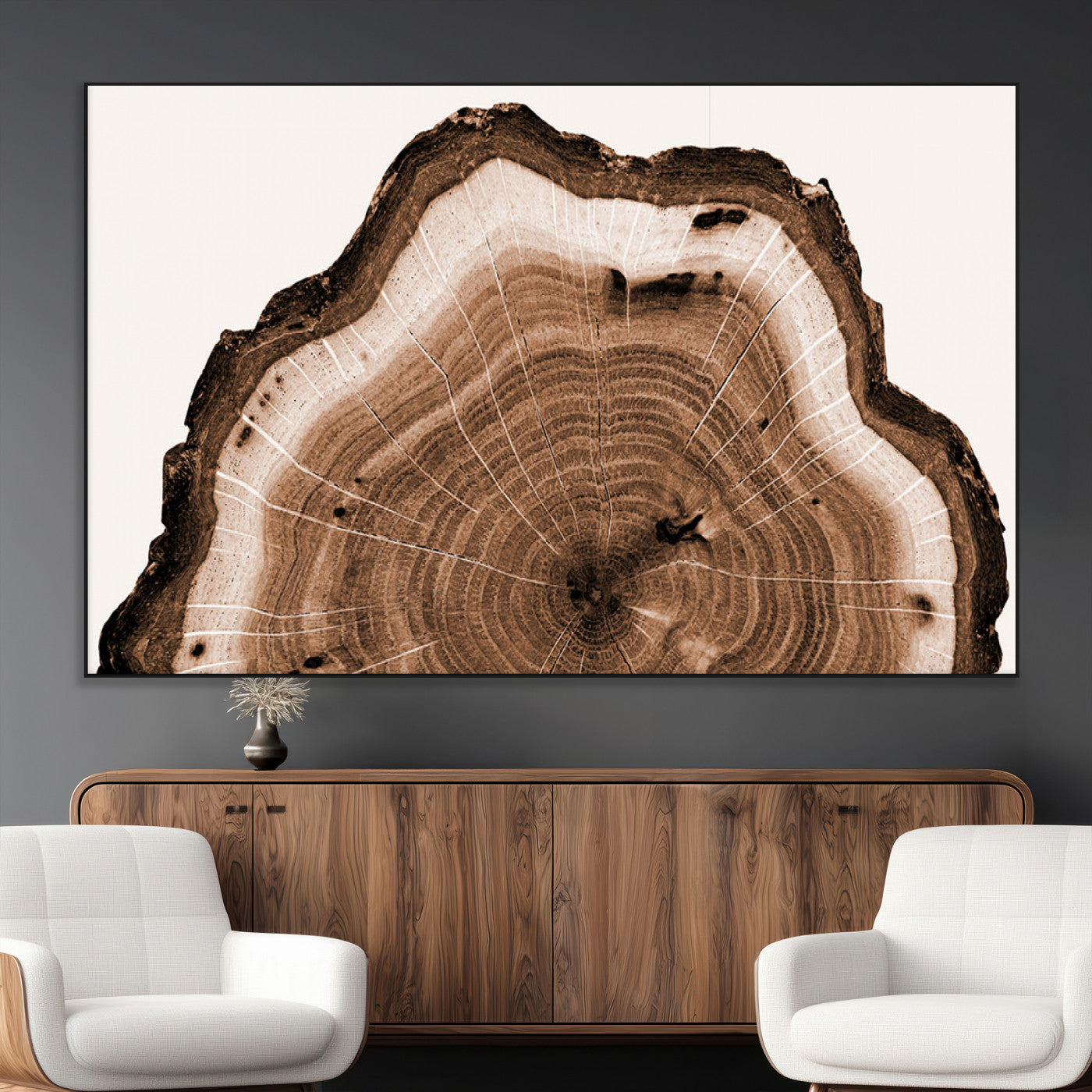 -Rustic Wood Rings Wall Art | Nature-Inspired Tree Ring Canvas Print | Ready to Hang and Framed for