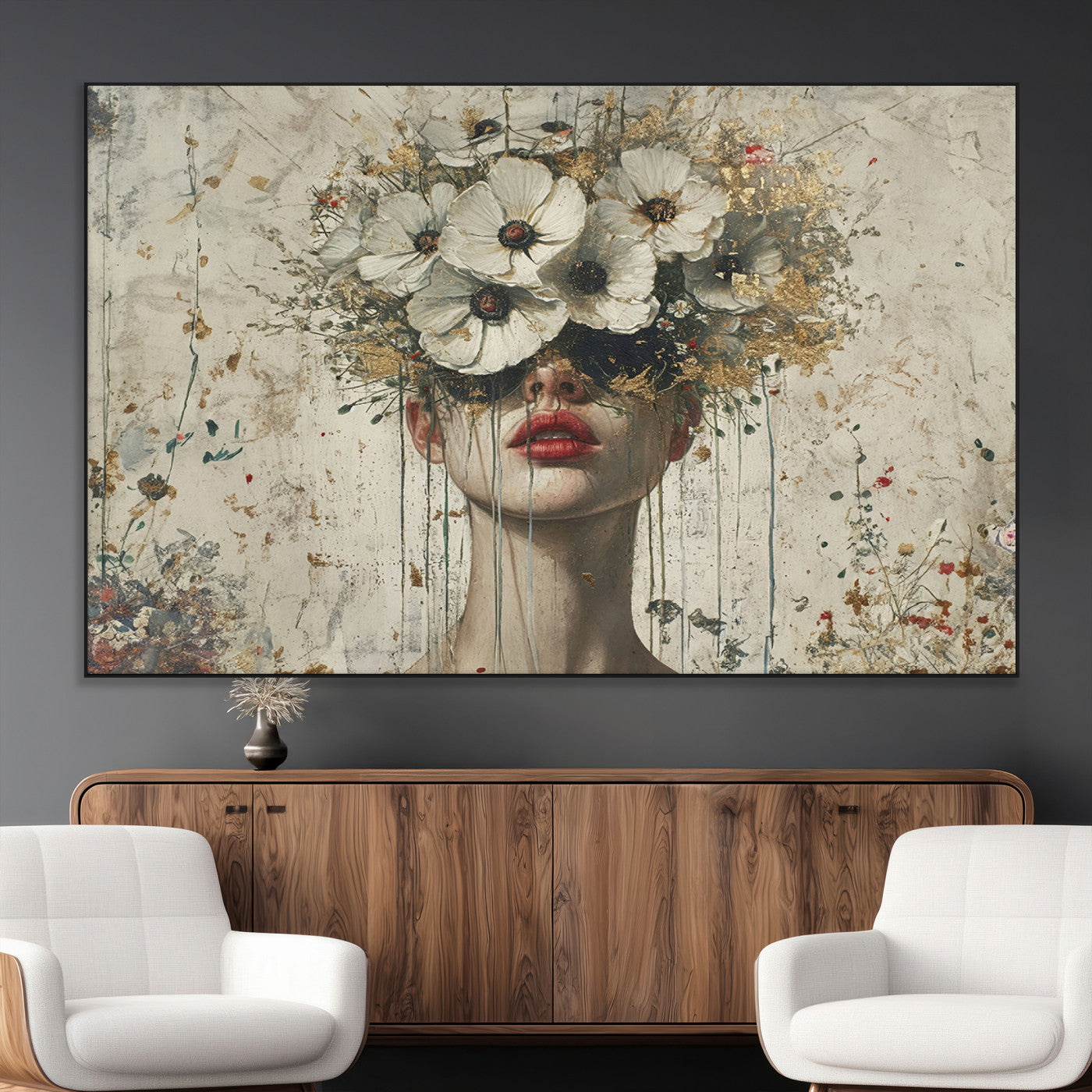72759-MGV-CV-36X24-Abstract Floral Women Patel Wall Art Canvas Print