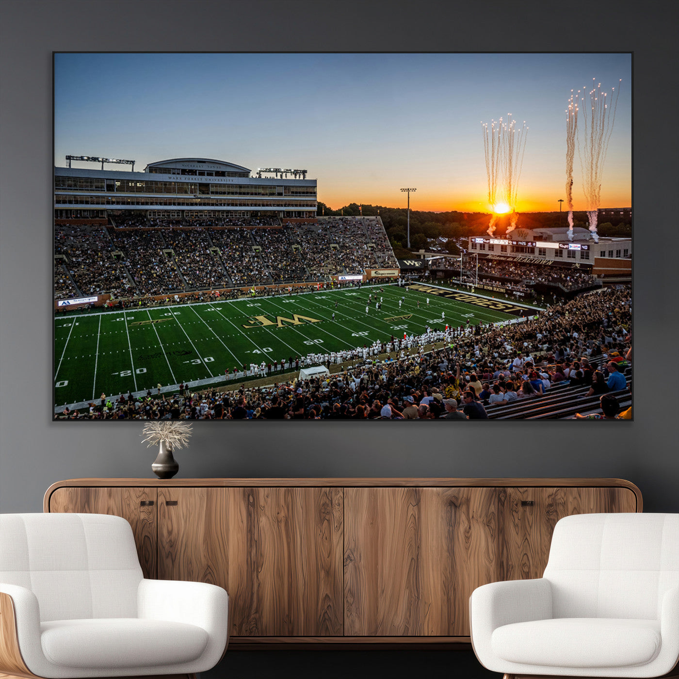 29253-MGV-CV-36X24-Demon Deacons Football Team Print Canvas- Winston-Salem Allegacy Federal Credit Union Stadium Wall