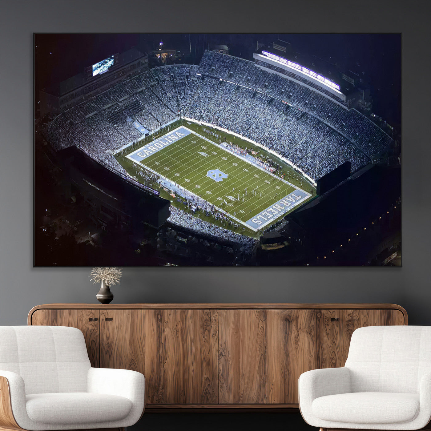 88375-MGV-CV-36X24-University of North Carolina Tar Heels Football Team Print - Chapel Hill Kenan Memorial Stadium