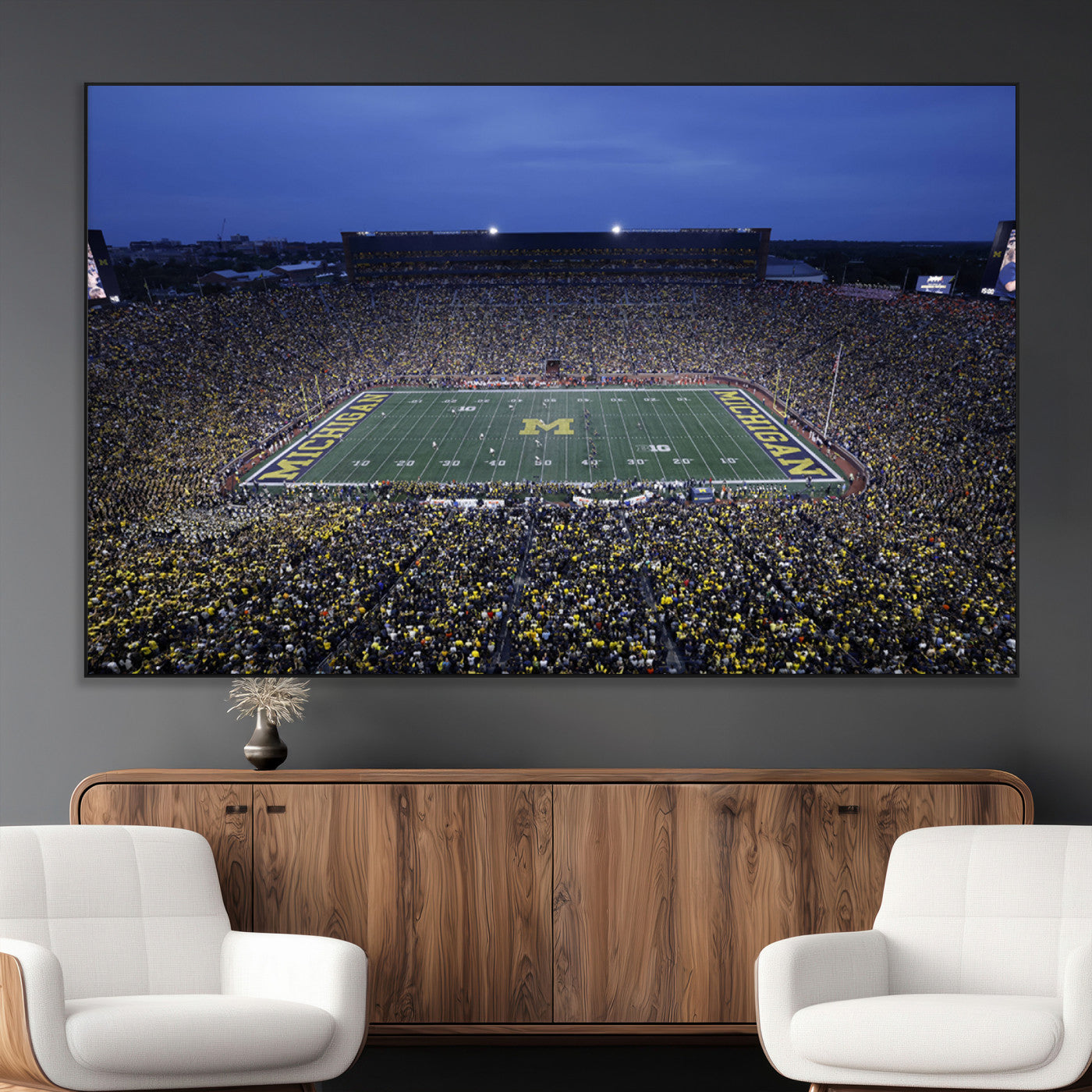 34202-MGV-CV-36X24-University of Michigan Wolverines Football Team Print - Ann Arbor Michigan Stadium Wall Art Canvas