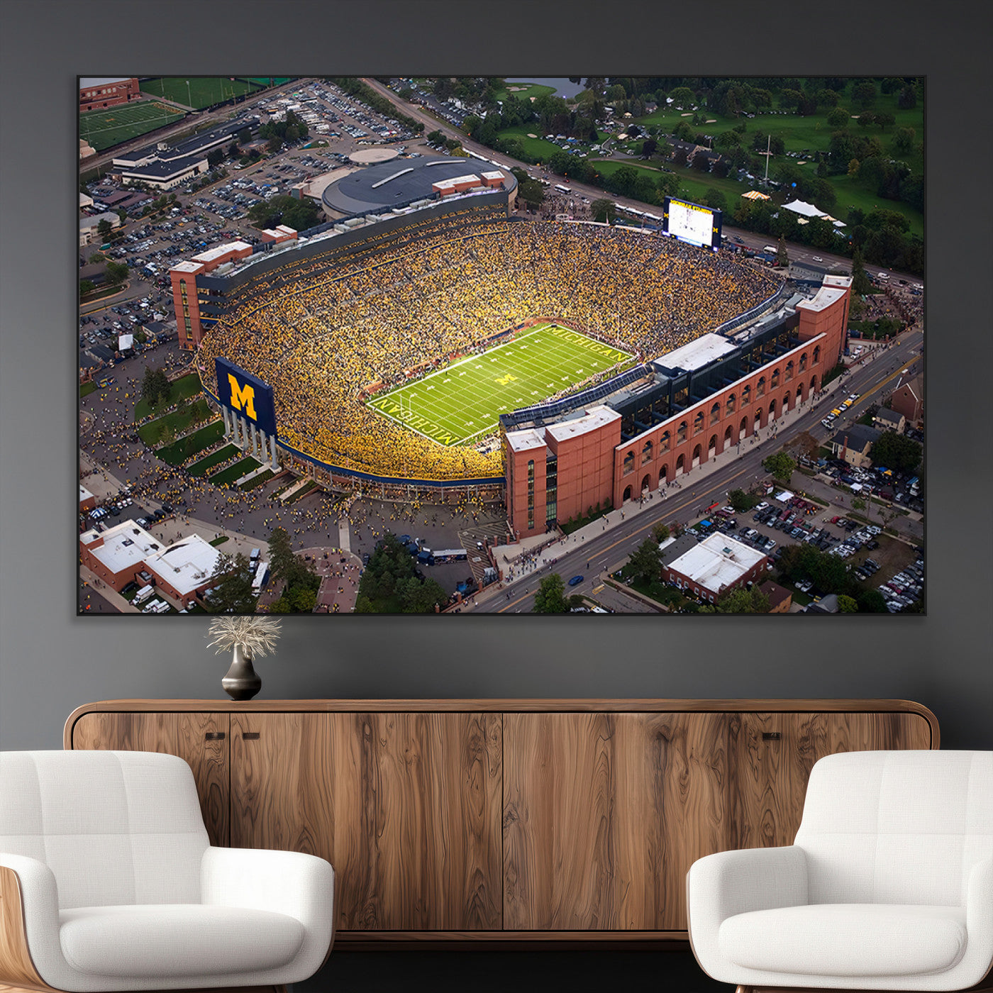 95248-MGV-CV-36X24-University of Michigan Wolverines Football Team Print - Ann Arbor Michigan Stadium Wall Art Canvas