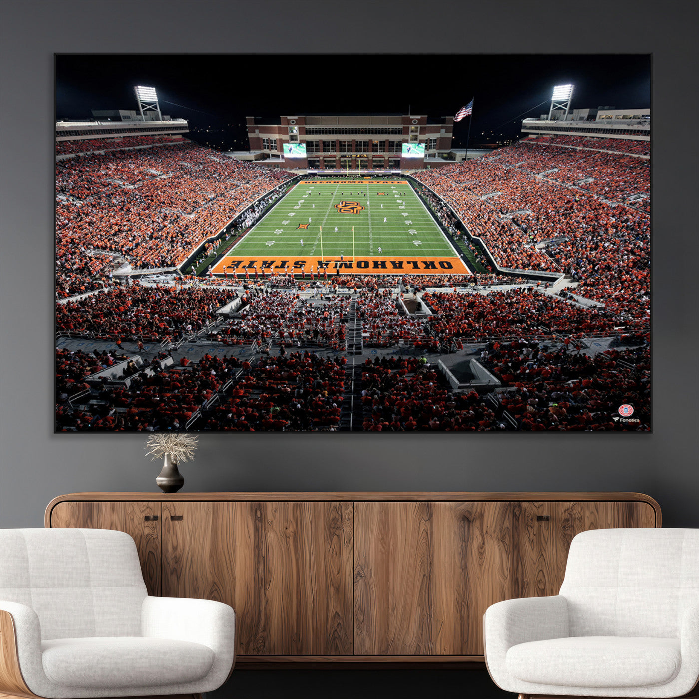 81675-MGV-CV-36X24-Boone Pickens Stadium Wall Art Oklahoma State Cowboys Print Framed Sports Canvas Art for Home, Office, Living Room