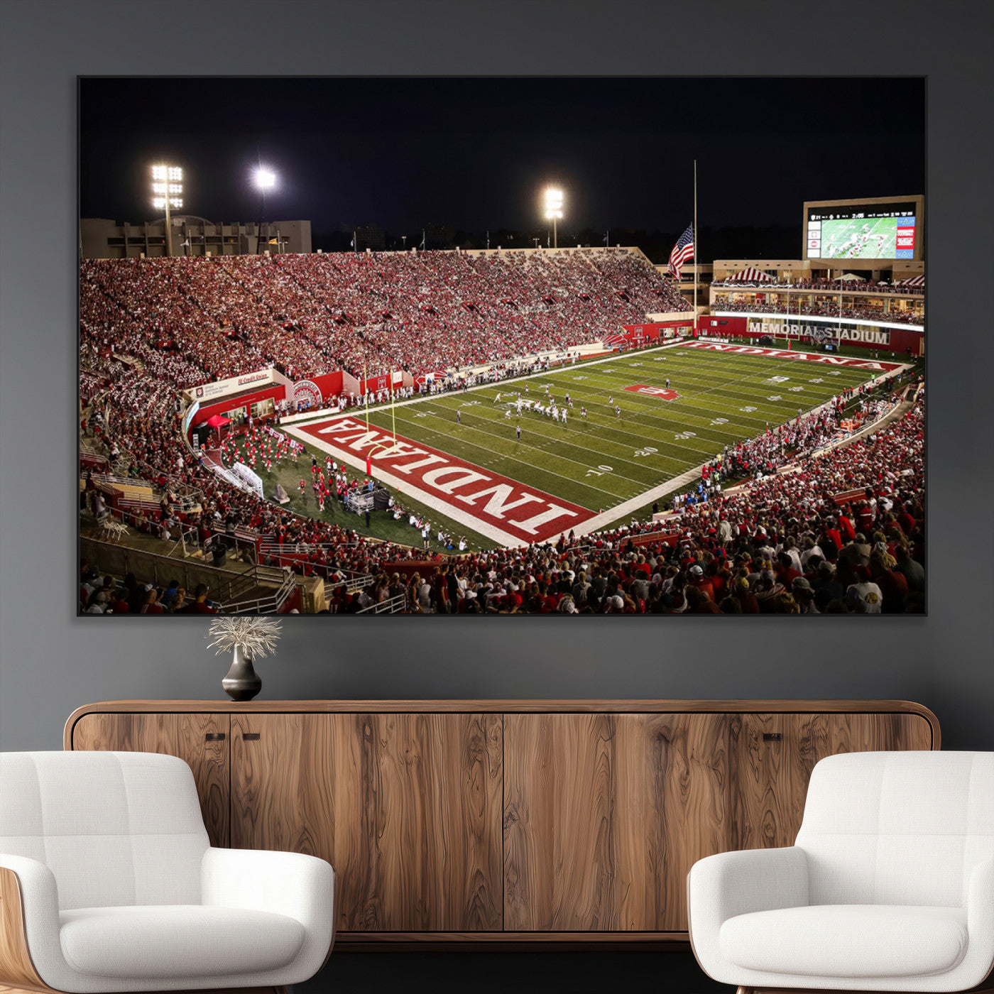 82748-MGV-CV-36X24-Indiana University Hoosiers Football Team Print Canvas - Bloomington Memorial Stadium Wall Art