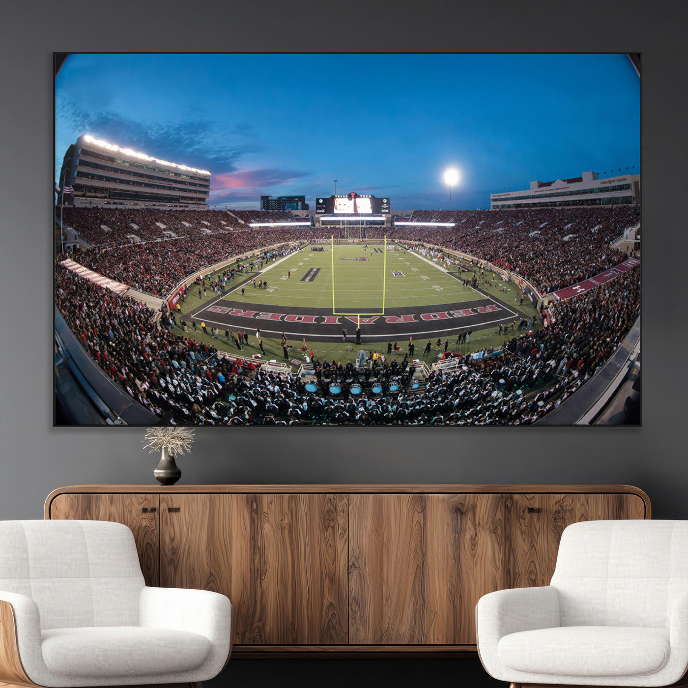 -Texas Tech Red Raiders Canvas, Framed Football Team Print - Lubbock Jones AT&T Stadium Wall Art