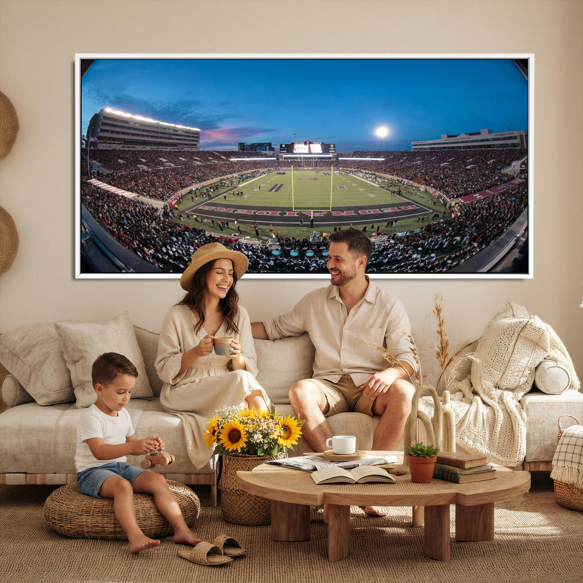 60763-PAN-FL-20X10 - Texas Tech Red Raiders Canvas, Framed Football Team Print - Lubbock Jones AT&T Stadium Wall Art