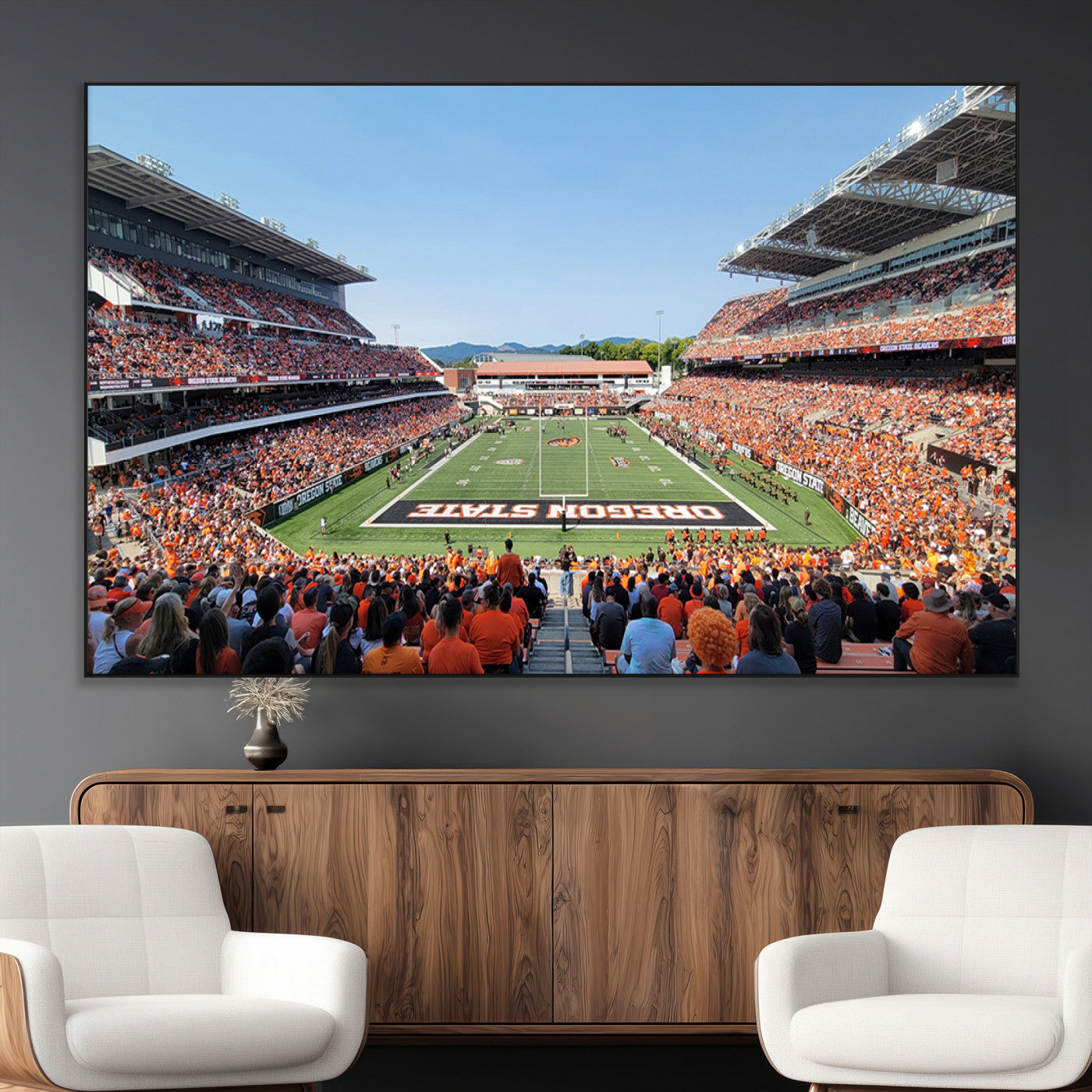 35211-MGV-CV-36X24-Oregon State Beavers Football Team Print - Corvallis Reser Stadium Wall Art Canvas Print