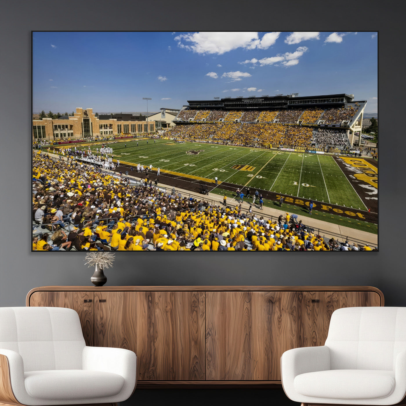 75112-MGV-CV-36X24-University of Wyoming Cowboys Football Team Print - Laramie Jonah Field War Memorial Stadium Wall