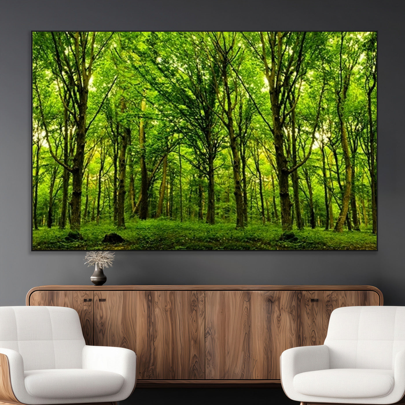 -Lush Green Forest Canvas Print | 3-Panel Forest Wall Art | Nature Landscape for Living Room