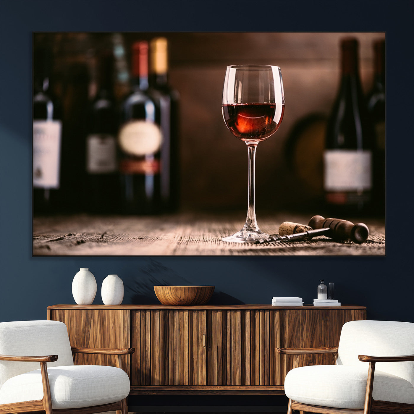 -Red Wine and Bottle Canvas Print