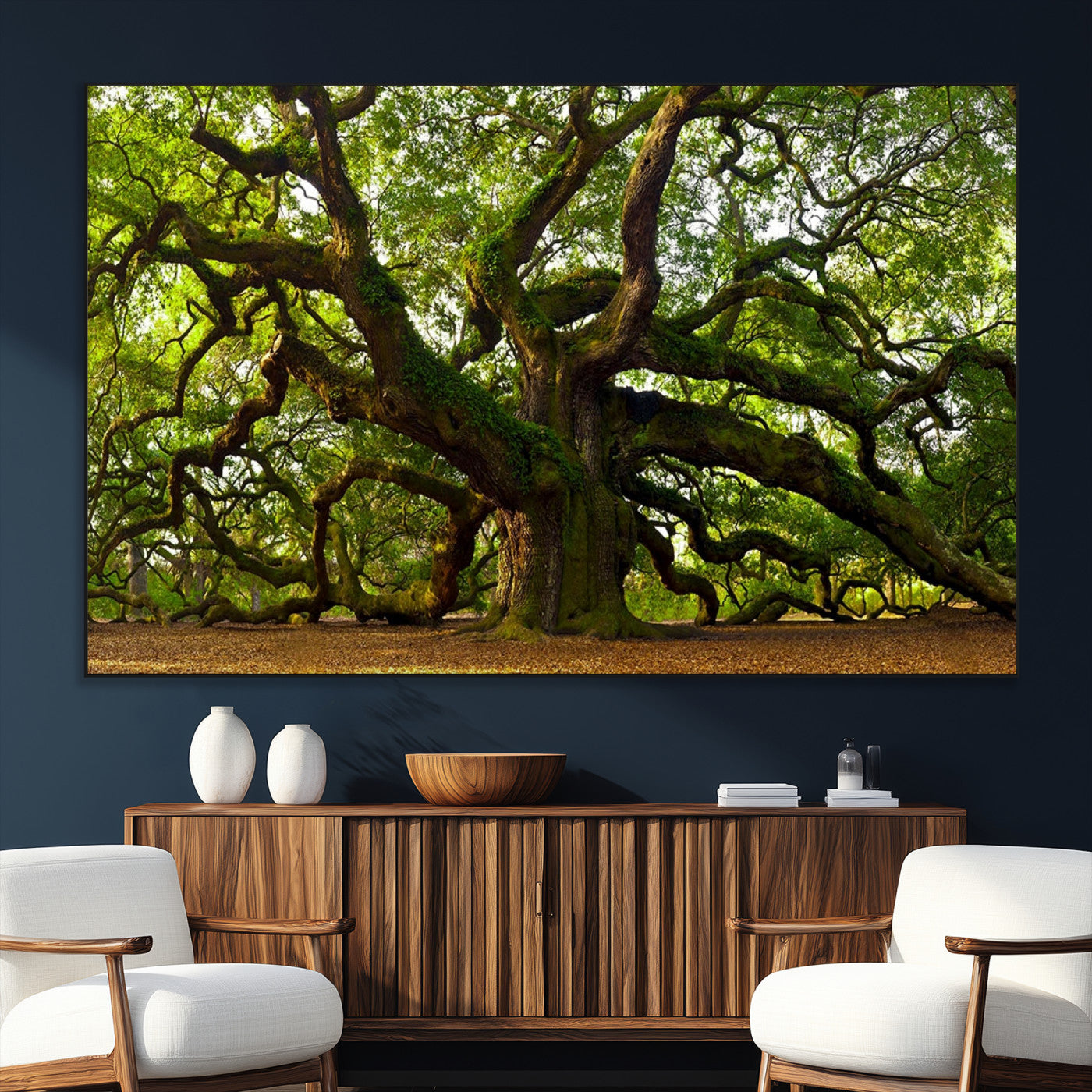 29407-MGV-CV-36X24-Angel Oak Tree Wall Art Canvas Print | Forest Tree Nature Photography Print on Canvas | Large