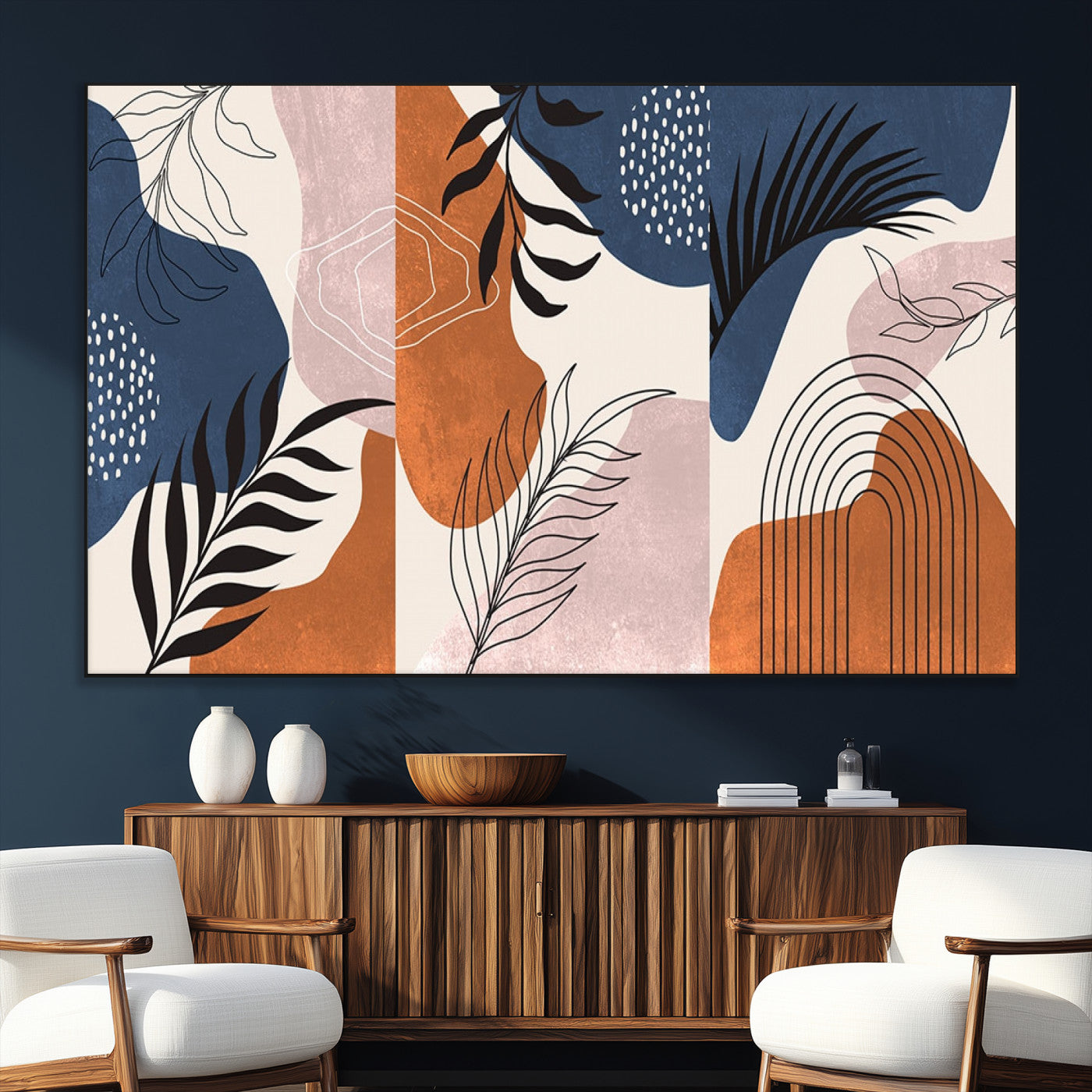 -Boho Wall Art Canvas Print Set Mid-Century Prints Bohemian Wall Artwork Prints Boho Neutral,