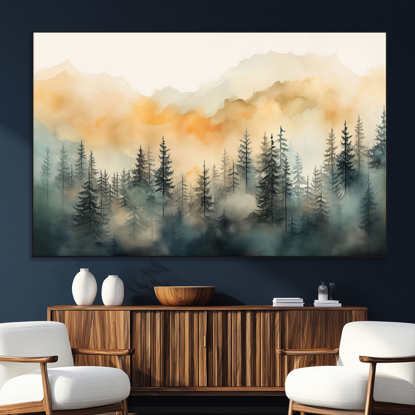 34155-MGV-CV-36X24-Abstract Forest Print - Mountain Wall Art | Autumn Landscape Canvas Print for Living Room, Bedroom,