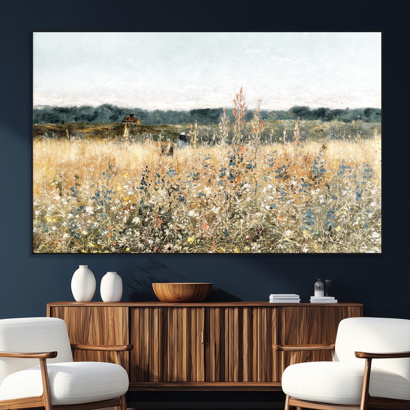 98941-MGV-CV-36X24-Wildflower Field Wall Art Canvas | Nature-Inspired Landscape Canvas Print for Living Room or Office