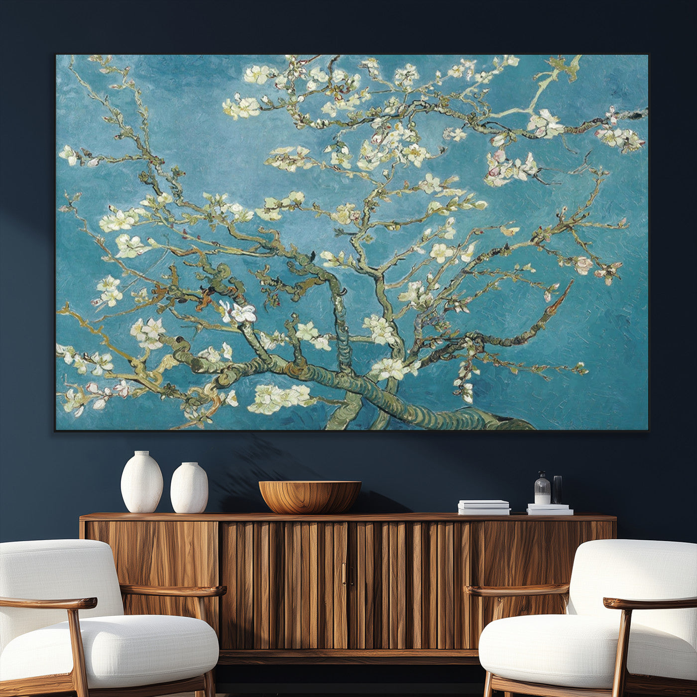 65607-MGV-CV-36X24-Vincent Van Gogh's Almond Blossom Abstract Wall Art Canvas, Van Gogh Almond Blossom Canvas Print