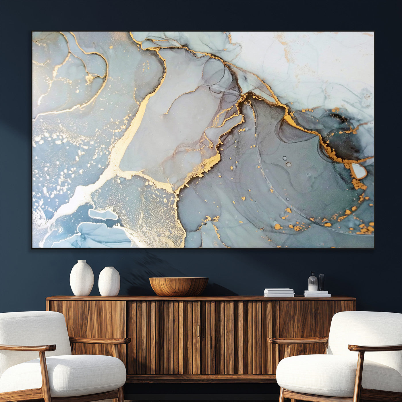 86878-MGV-CV-36X24-Large Abstract Marble Wall Art Canvas Print for Living Room and Farmhouse Decor