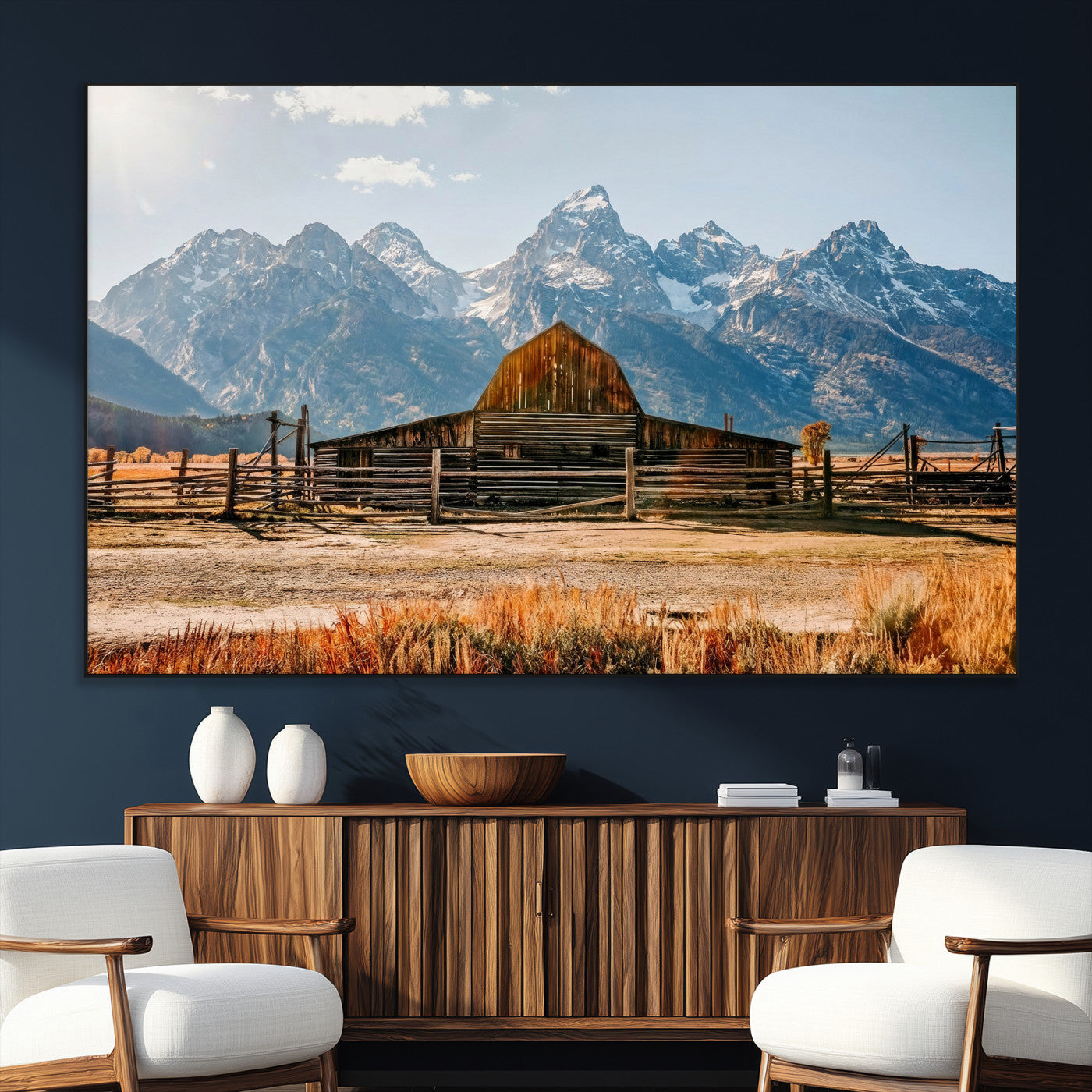 26513-MGV-CV-36X24 - Vintage Old Barn Field Wall Art Canvas Print for Farmhouse Decor - Rustic Barn Wall Art Canvas Print