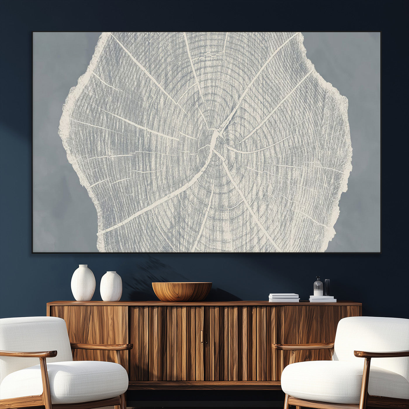 25547-MGV-CV-36X24-Abstract Tree Ring Wall Art Canvas Print – Nature-Inspired, Ready to Hang, Modern Home Decor