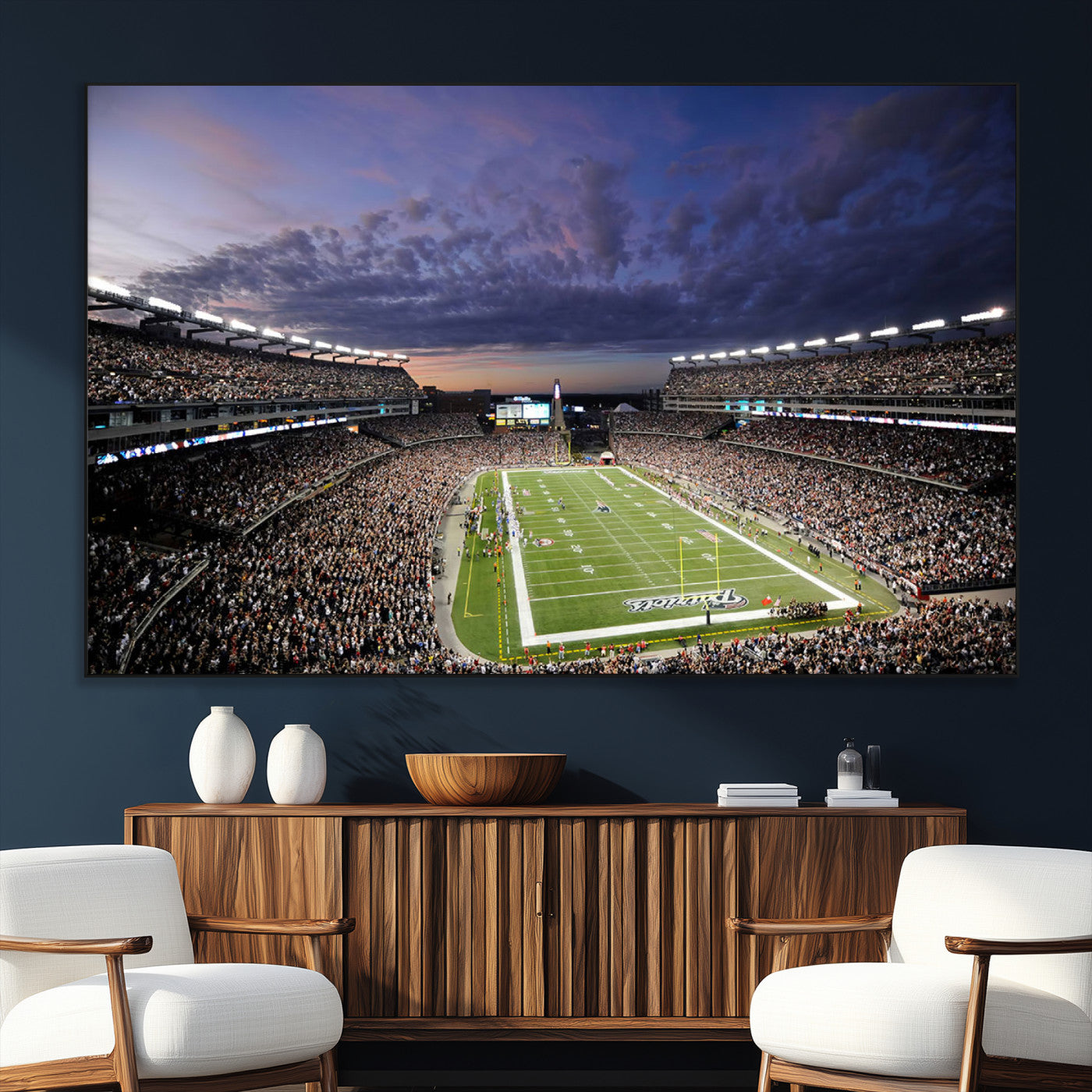 52712-SEG-FC-51X34_Oversize_Oversize-New England Patriots Football Team Print - Foxborough Gillette Stadium Wall Art Canvas Print